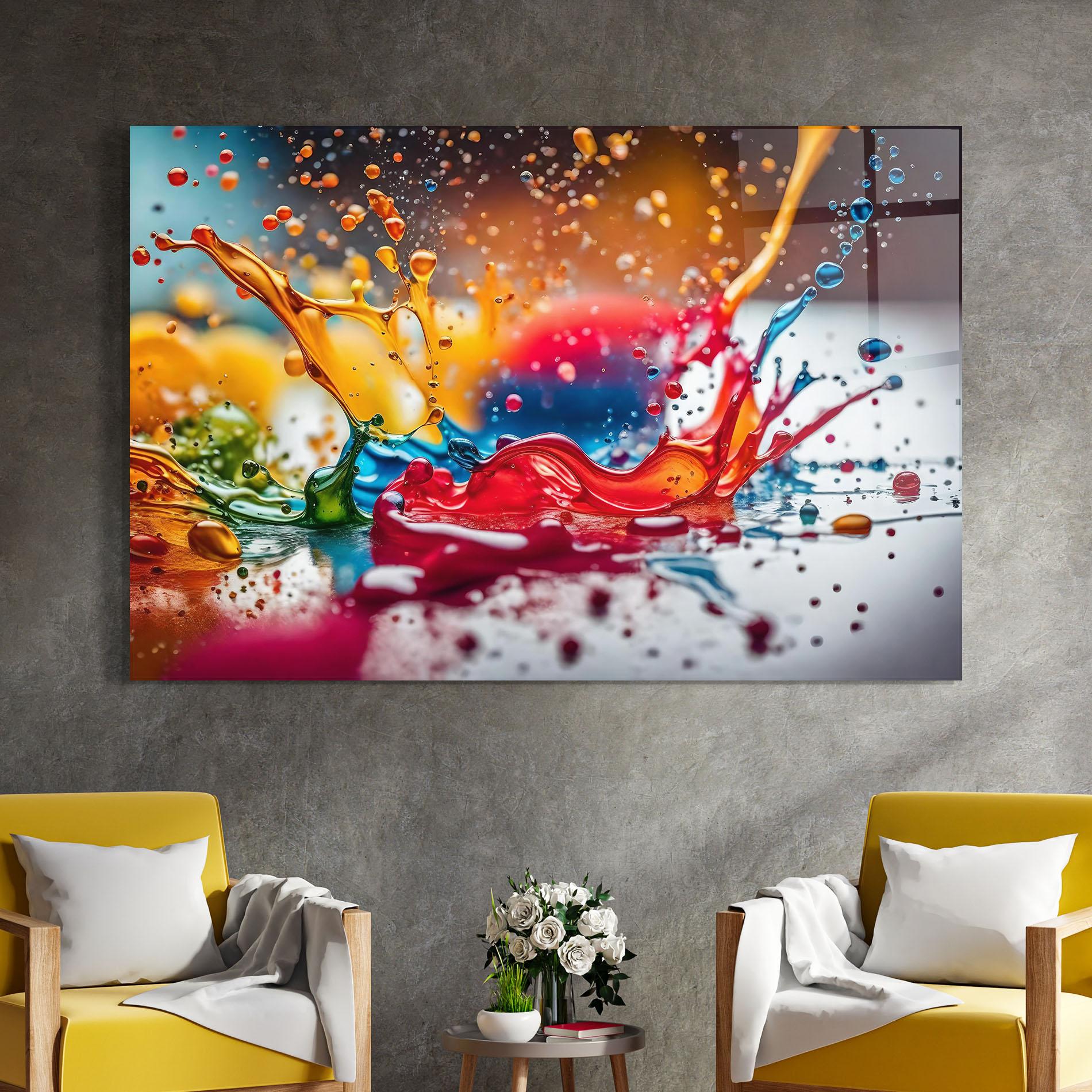 Tablou Sticla Water Color Splash mockup 4