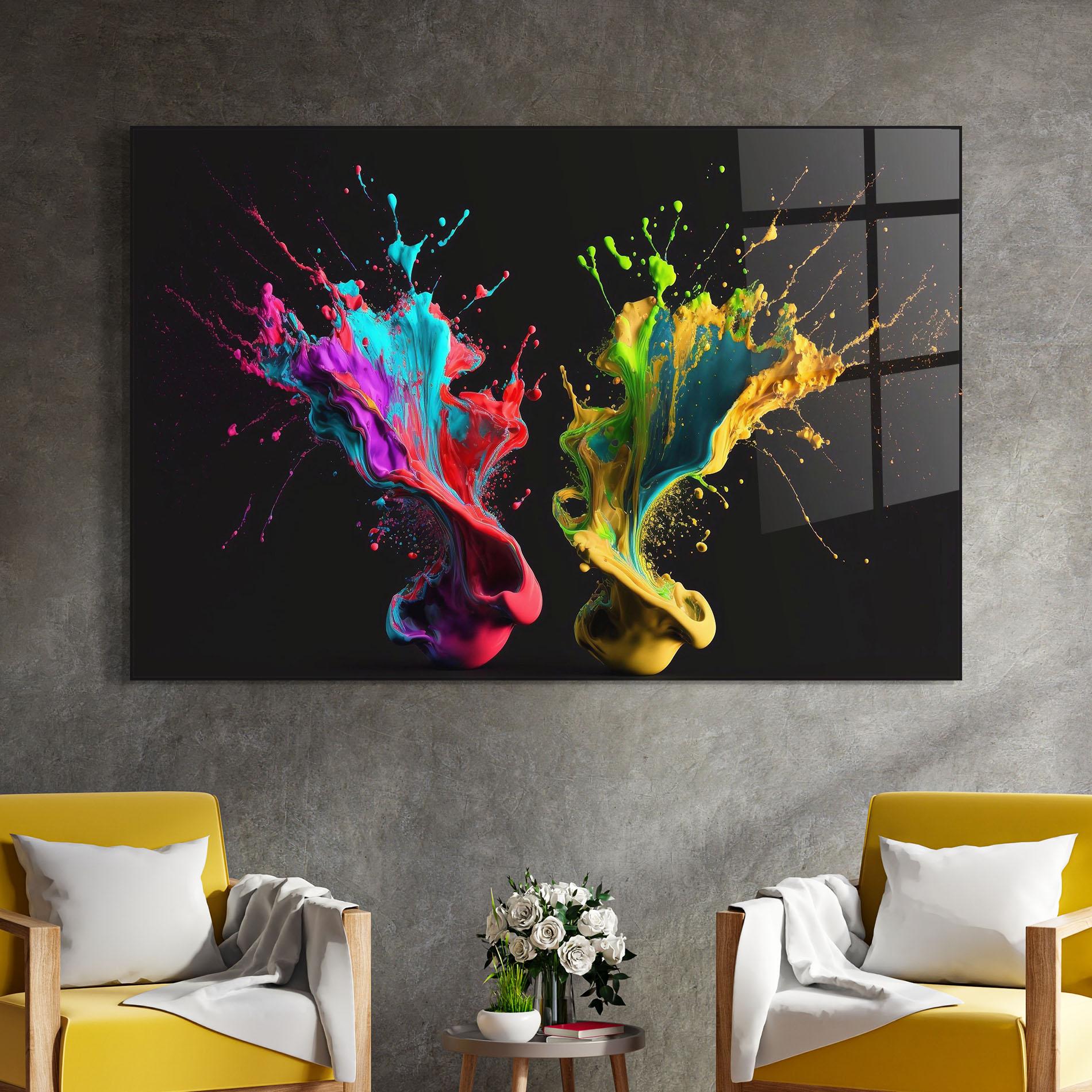 Tablou Sticla Yellow Green Splash mockup 4