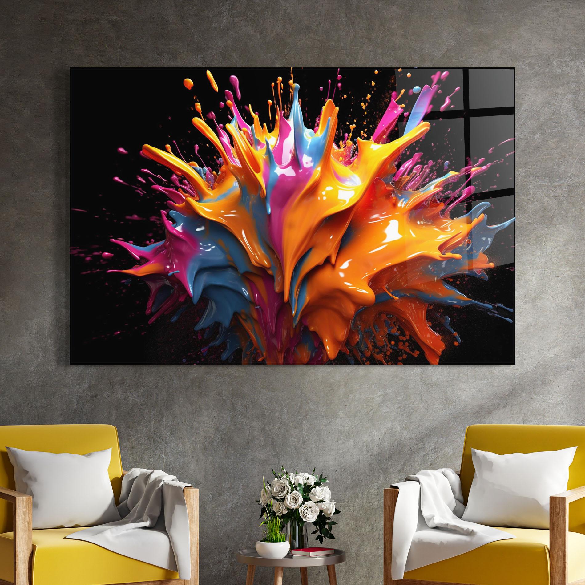 Tablou Sticla Yellow Splash mockup 4