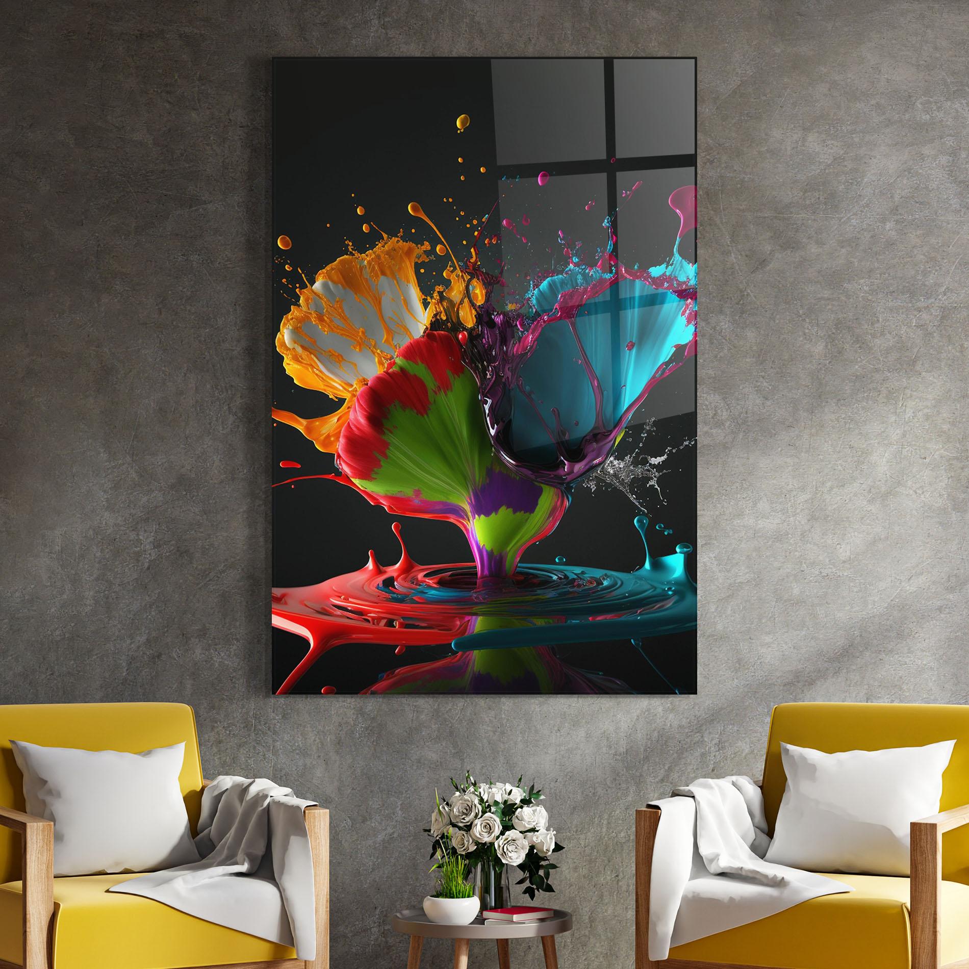Tablou Sticla Beautiful Colorful Splash mockup 4
