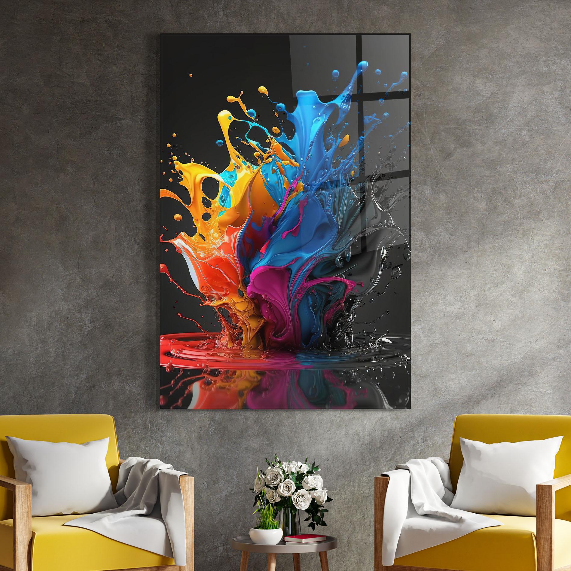 Tablou Sticla Black Blue Splash mockup 4