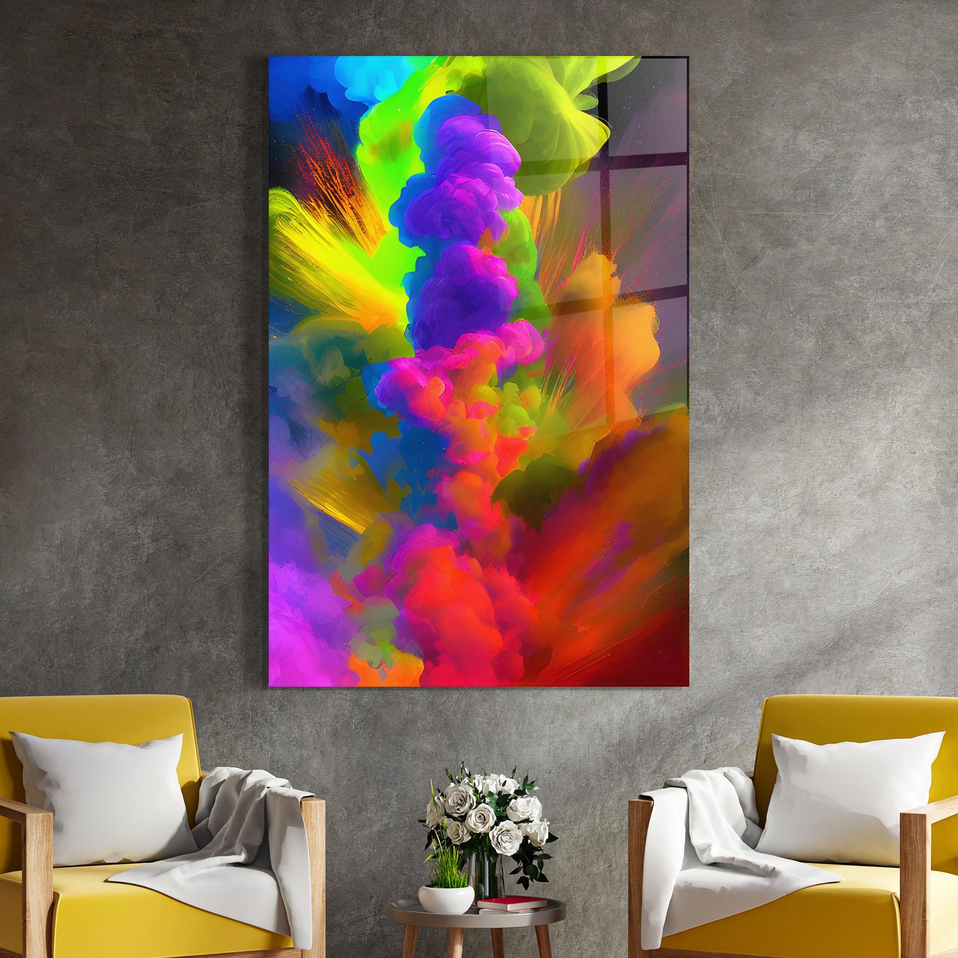 Tablou Sticla Blurred Colorful Smoke mockup 4