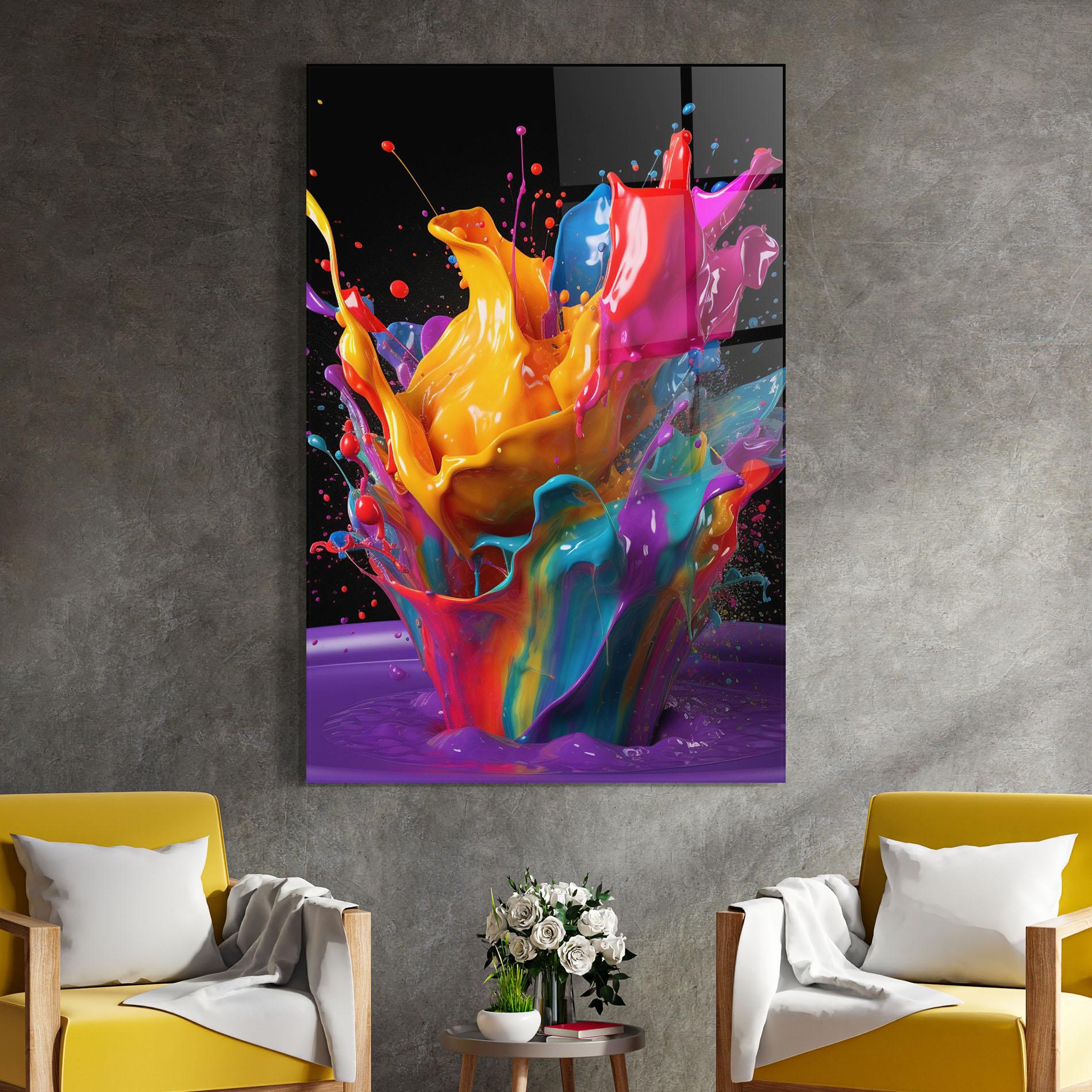 Tablou Sticla Brightly Color Splashing mockup 4