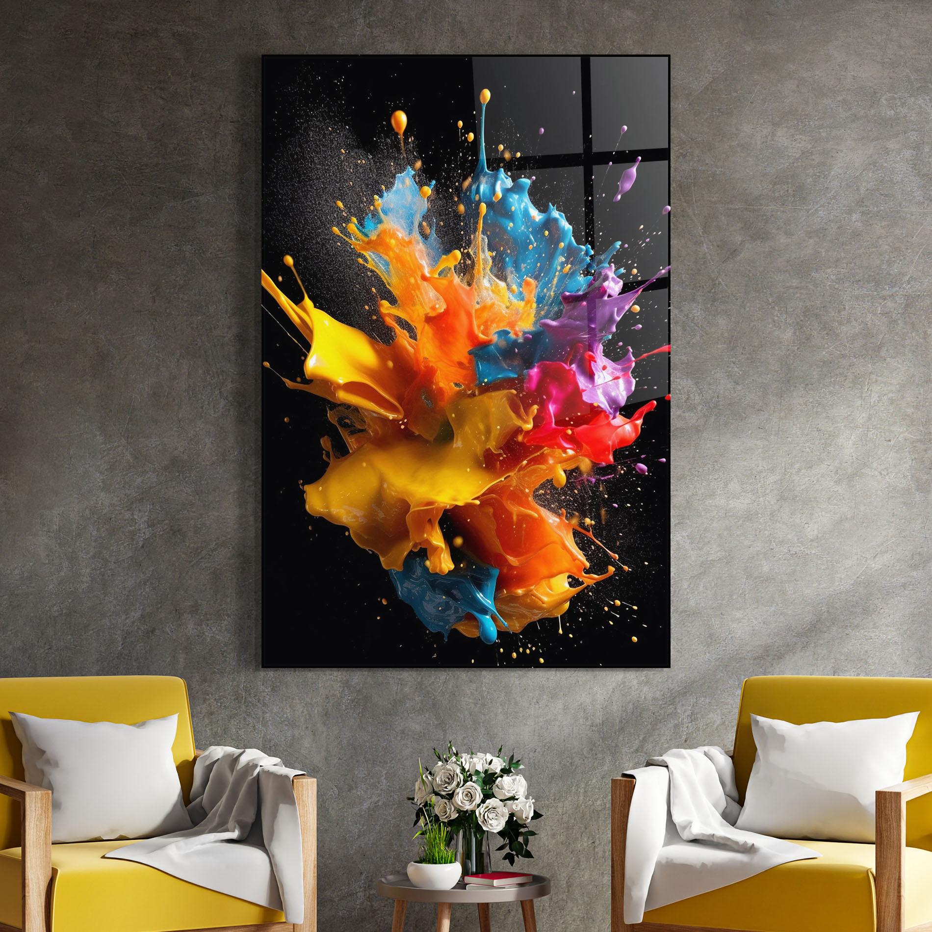 Tablou Sticla Colors Splashing mockup 4