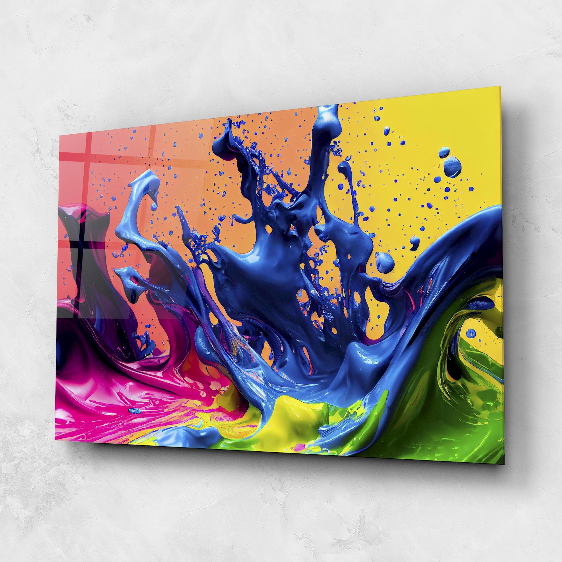 Tablou Sticla Colorful Blue Explosion mockup 1