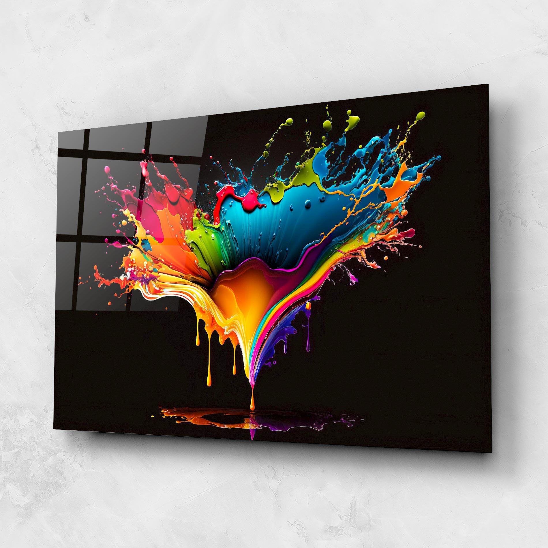 Tablou Sticla Colorful Rainbow Splash mockup 1