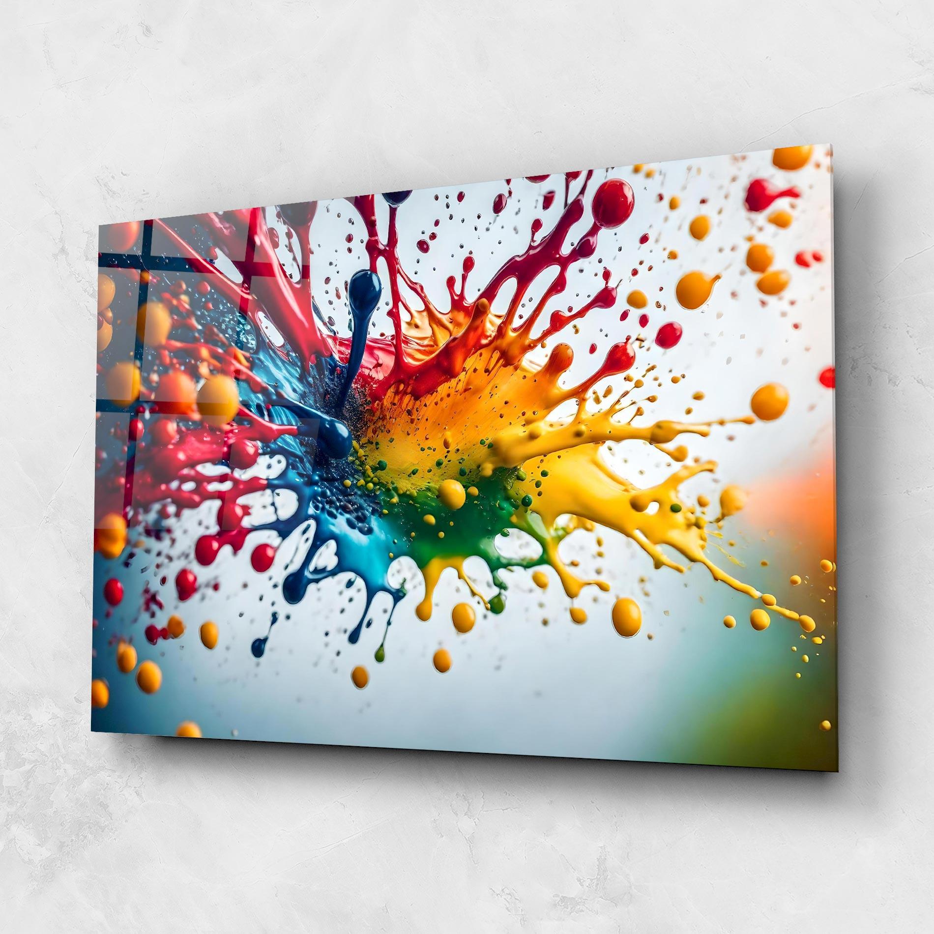 Tablou Sticla Colorful Splash Rainbow mockup 1