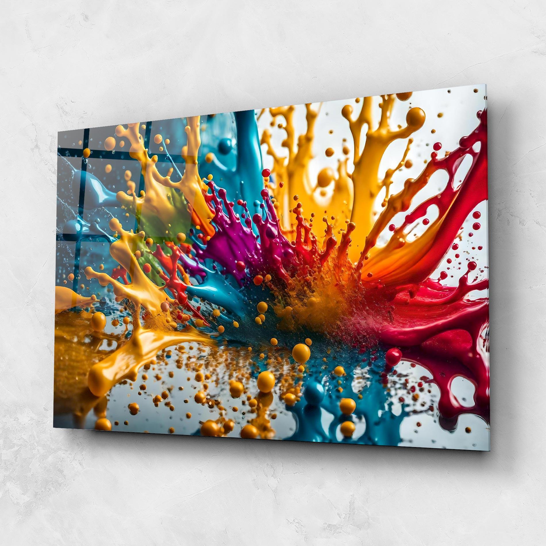 Tablou Sticla Colorful Water Splash mockup 1