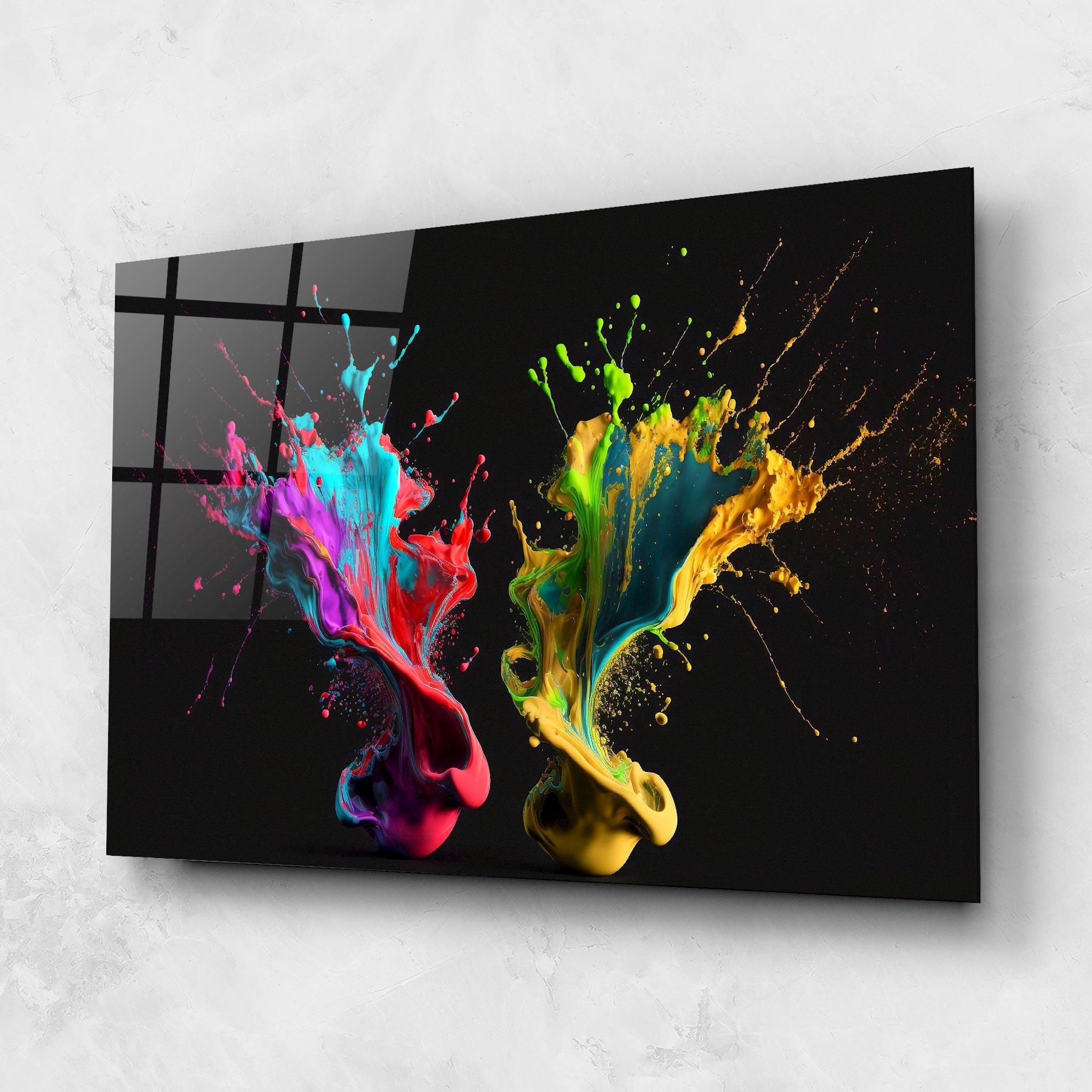 Tablou Sticla Yellow Green Splash mockup 1