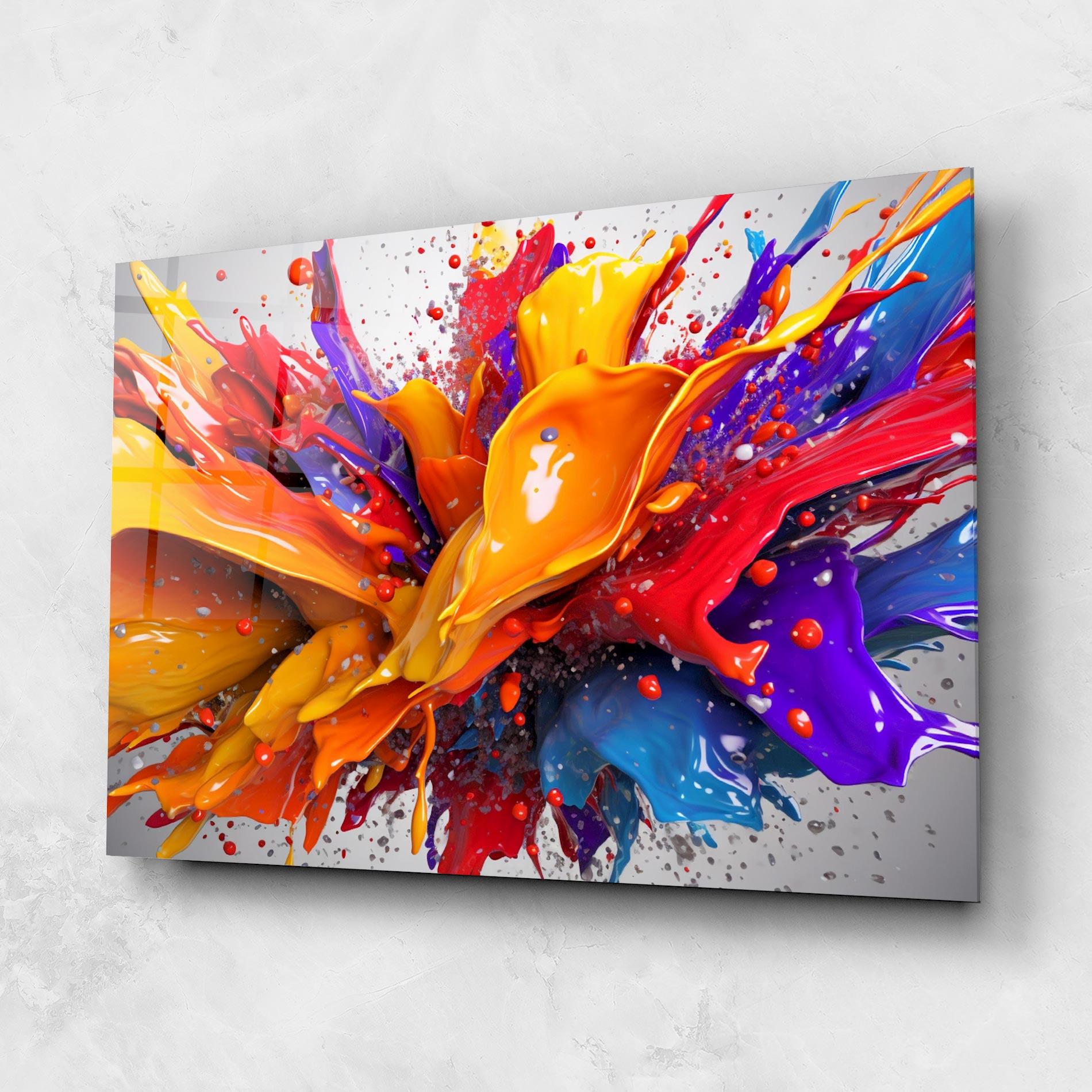 Tablou Sticla Yellow Red Splash mockup 1