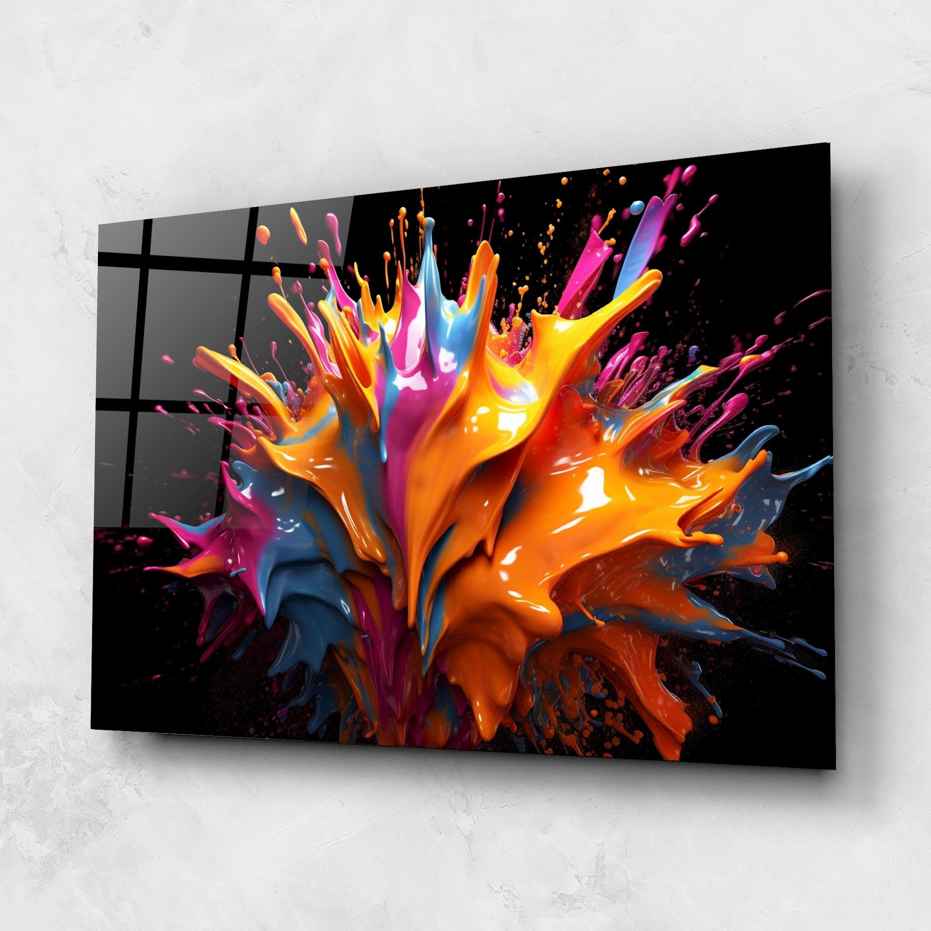 Tablou Sticla Yellow Splash mockup 1