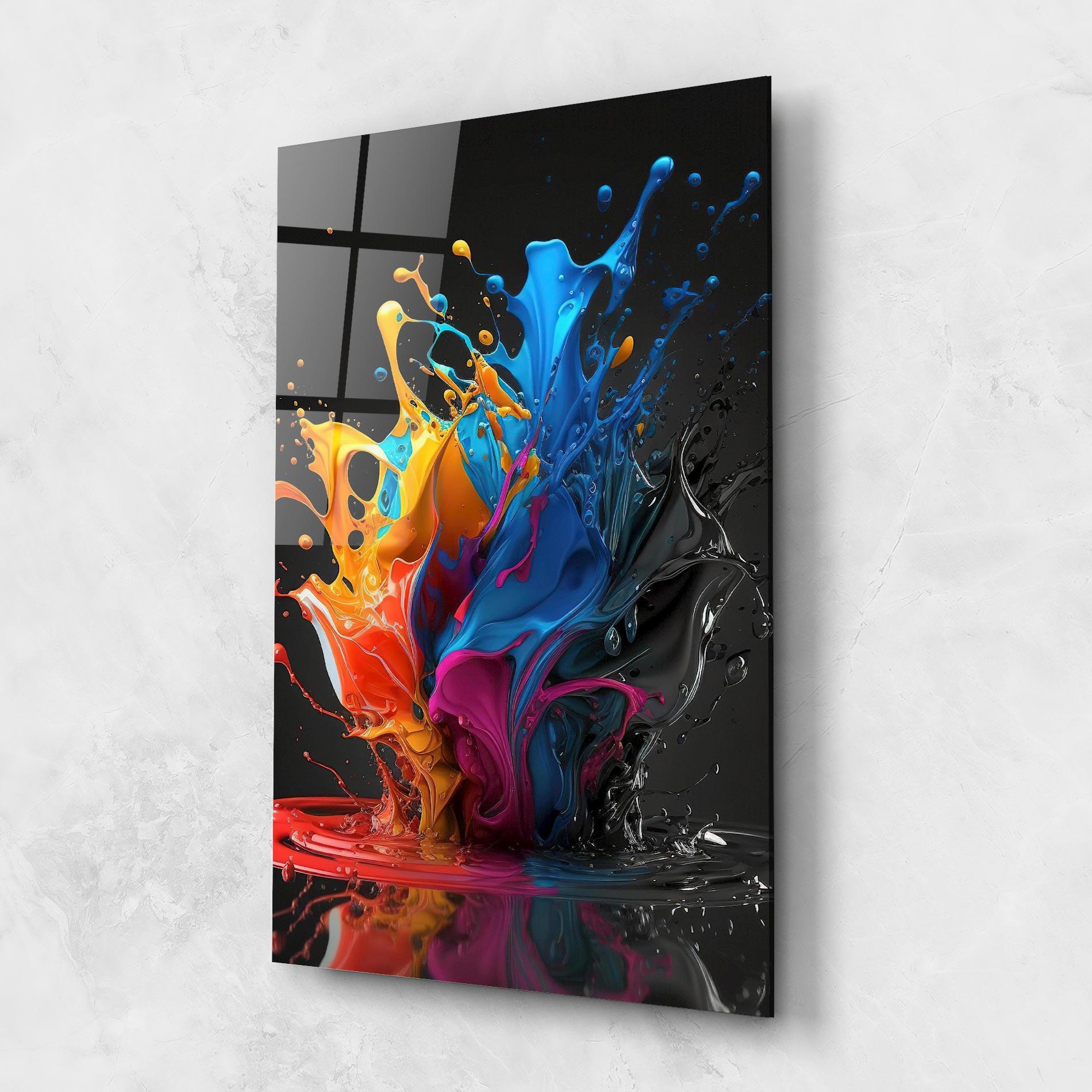 Tablou Sticla Black Blue Splash mockup 1
