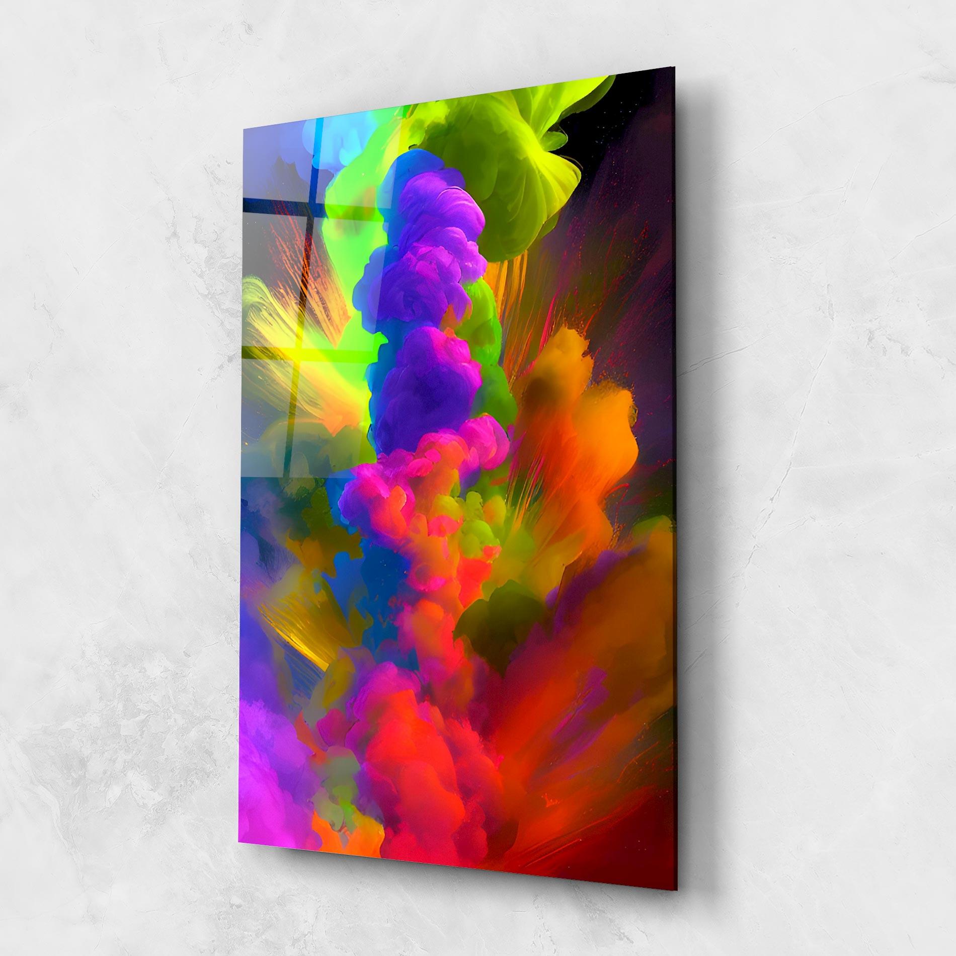 Tablou Sticla Blurred Colorful Smoke mockup 1