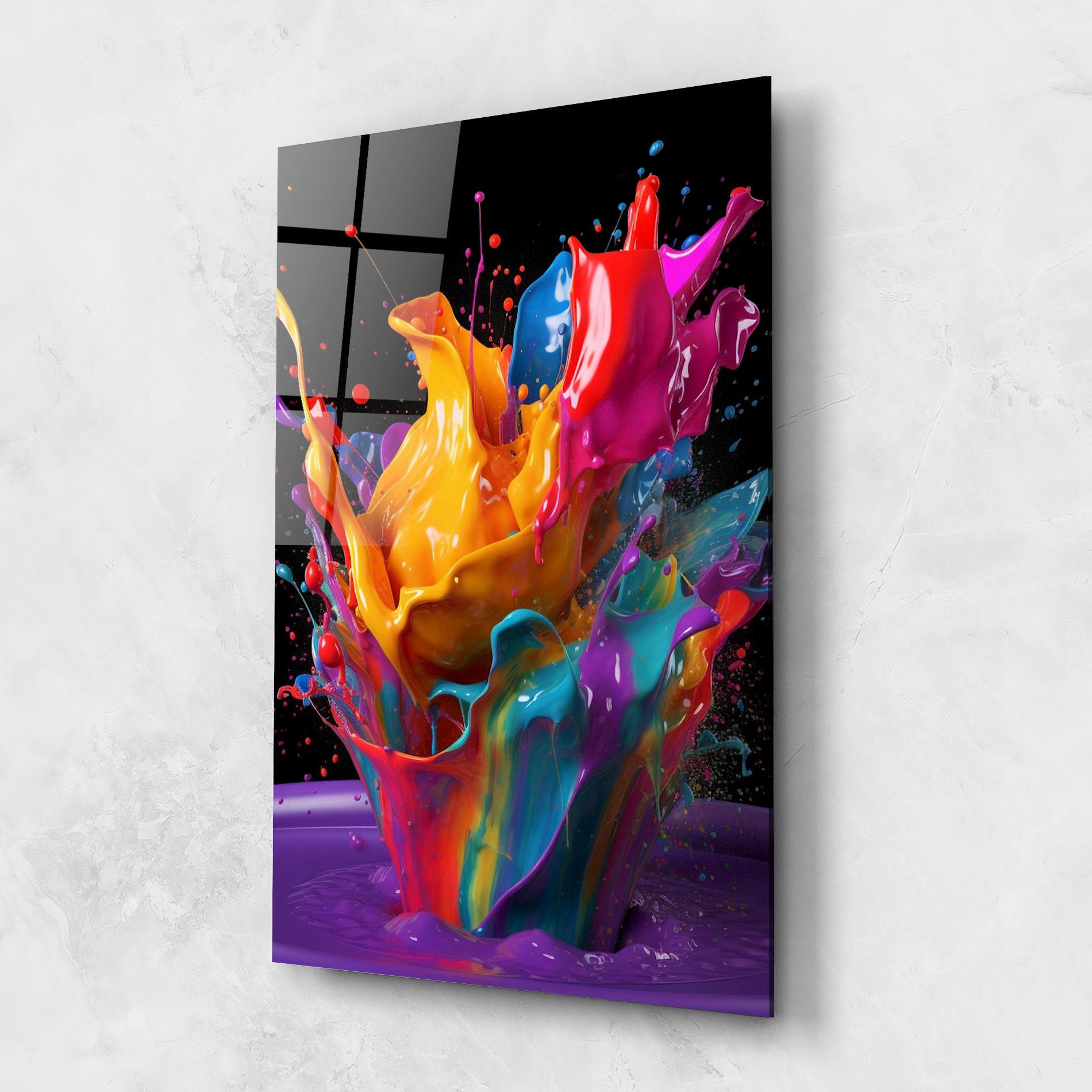 Tablou Sticla Brightly Color Splashing mockup 1