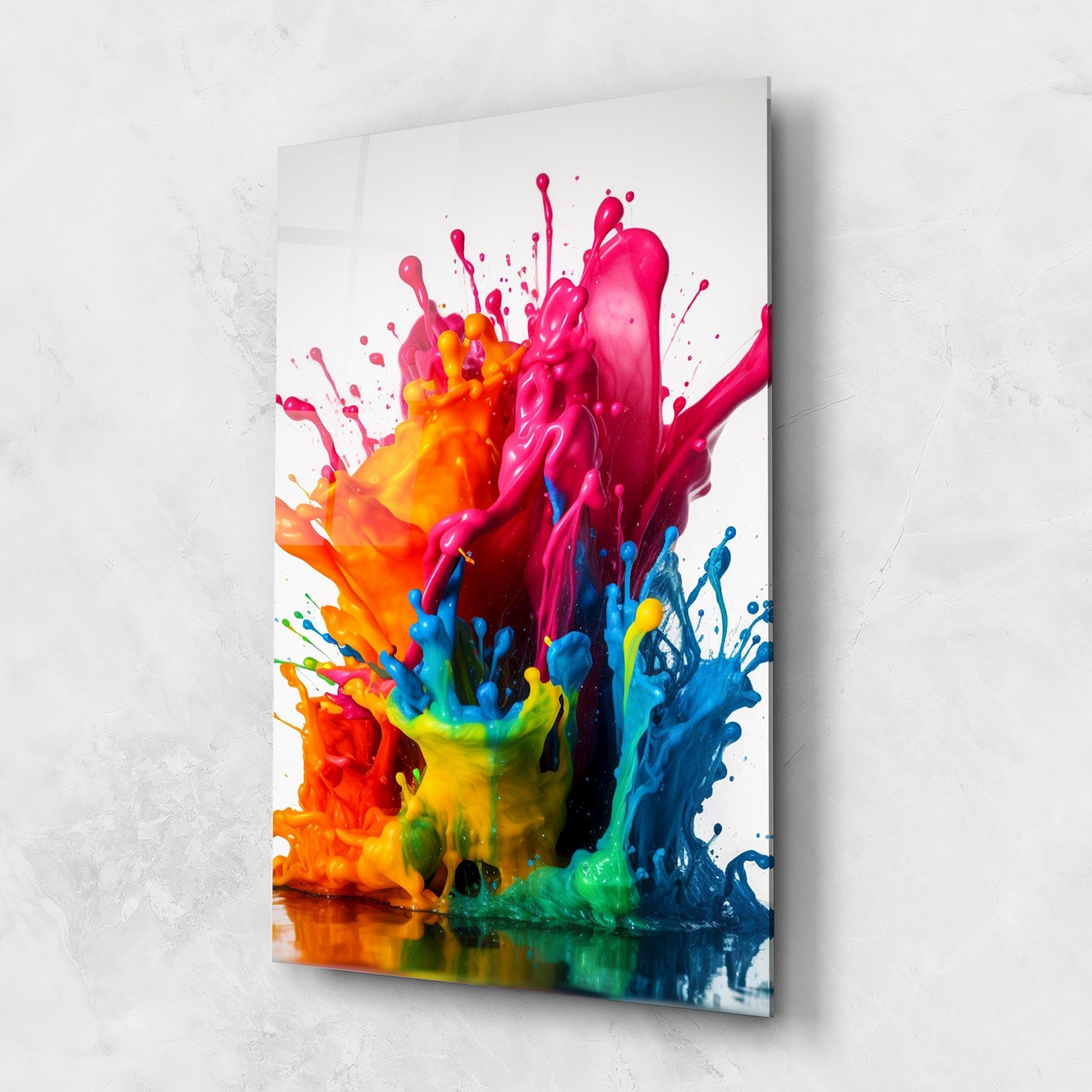 Tablou Sticla Colorful Explosion Paint mockup 1