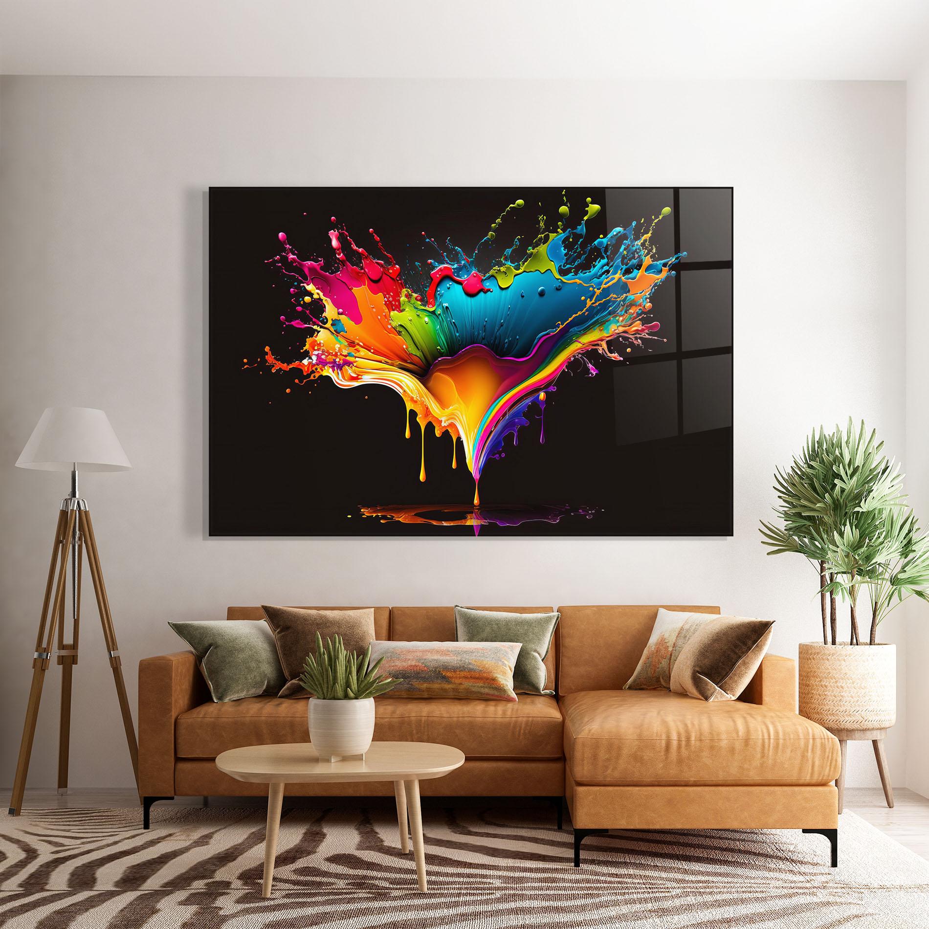 Tablou Sticla Colorful Rainbow Splash mockup 7
