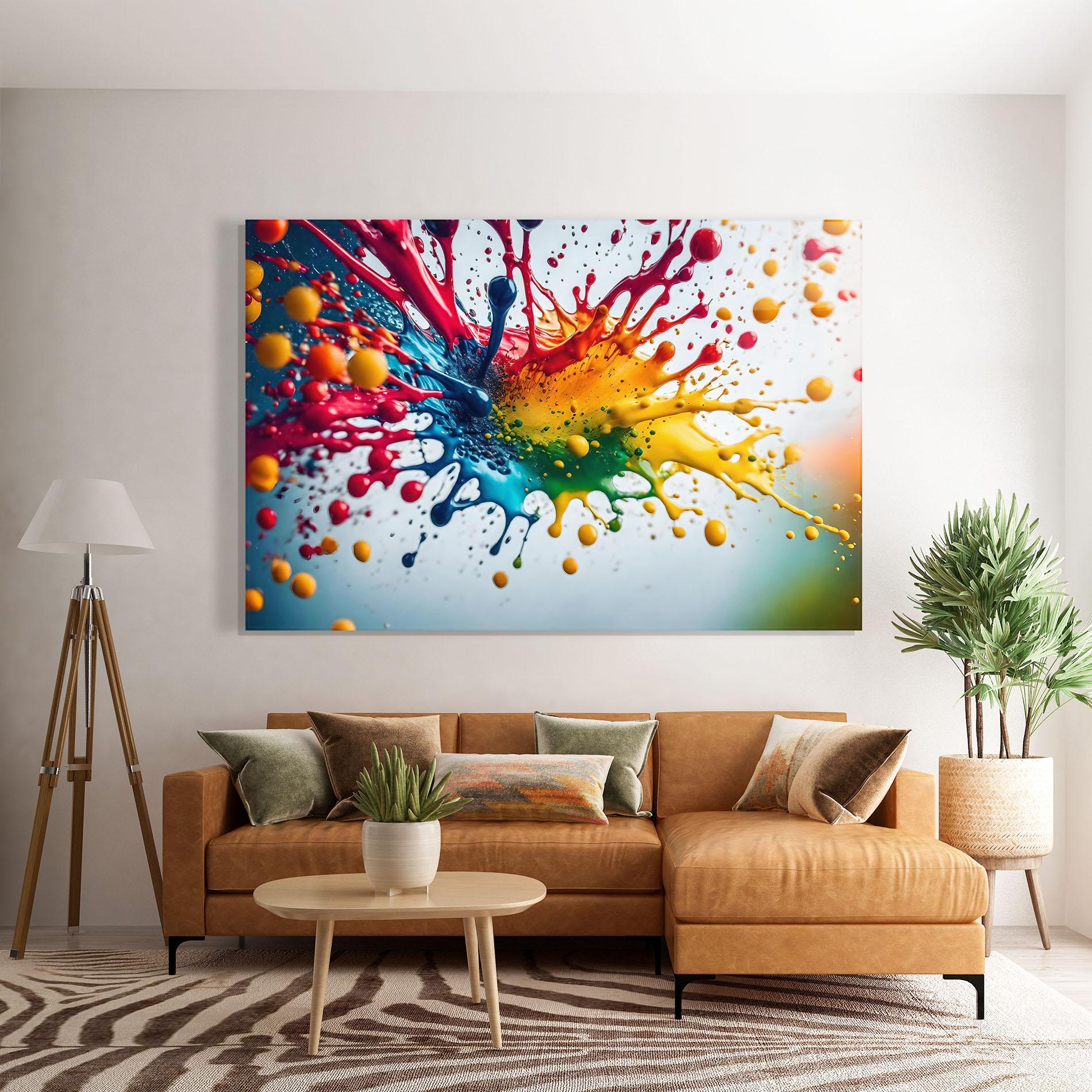 Tablou Sticla Colorful Splash Rainbow mockup 7