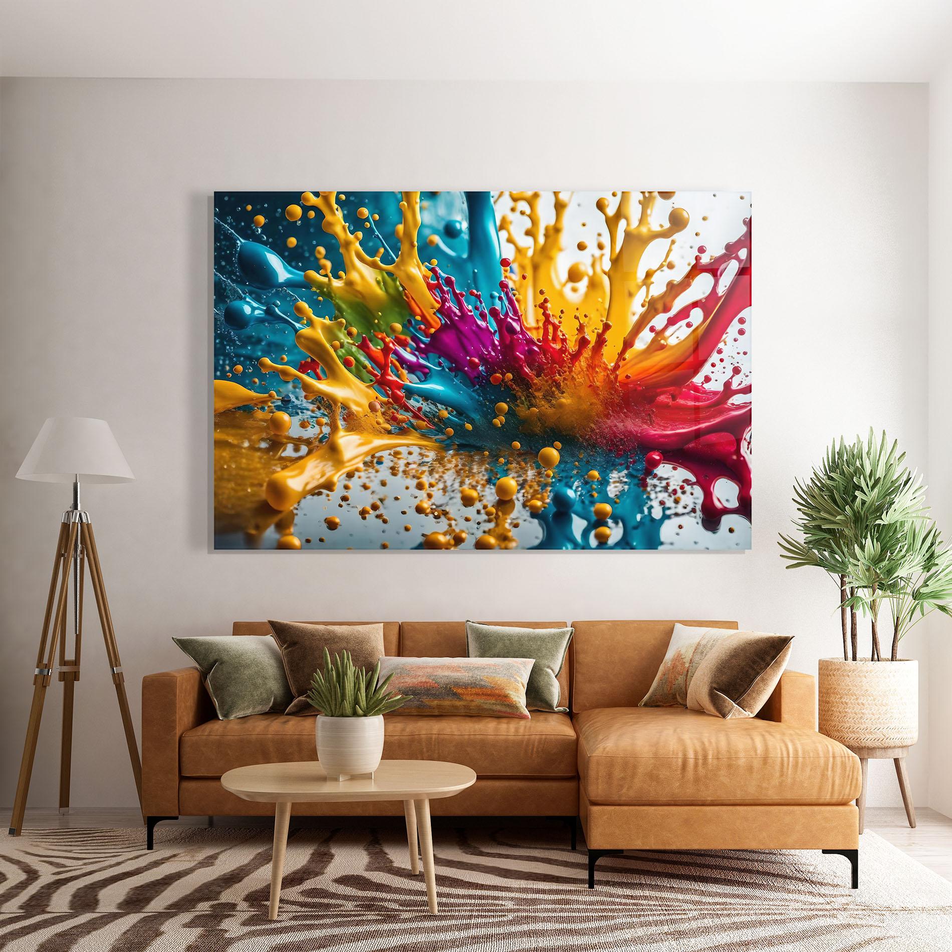 Tablou Sticla Colorful Water Splash mockup 7