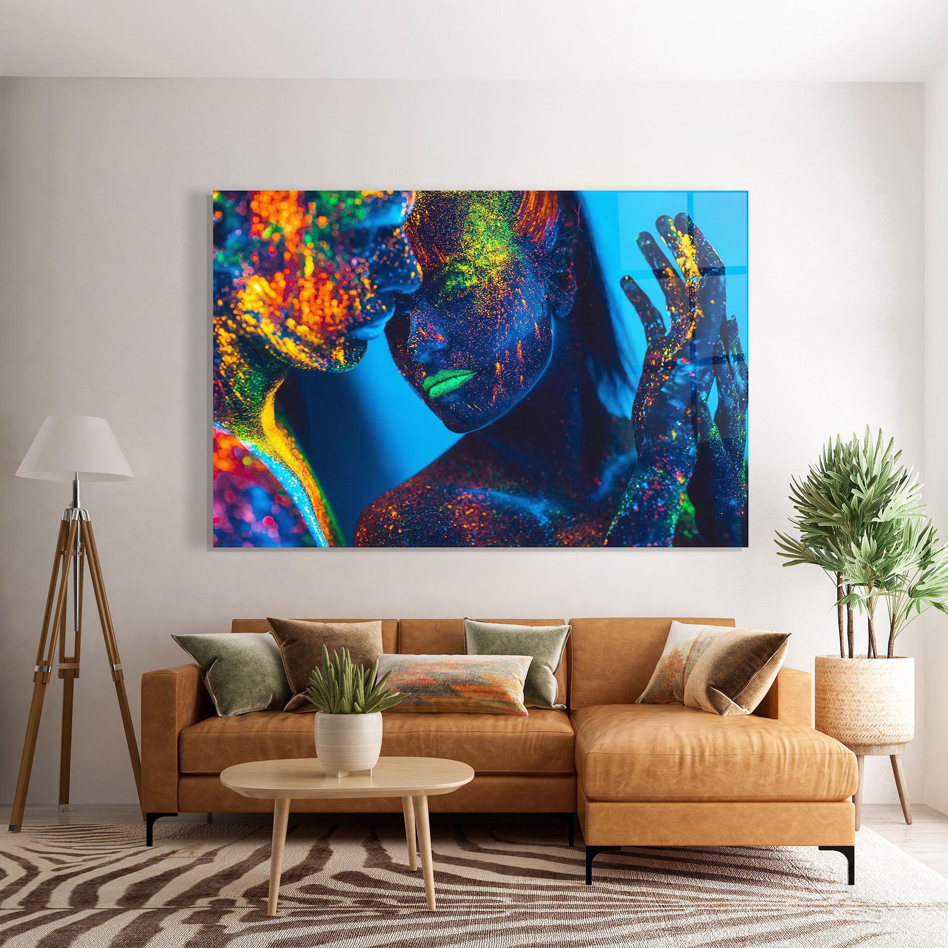 Tablou Sticla Fluorescent Couple mockup 7