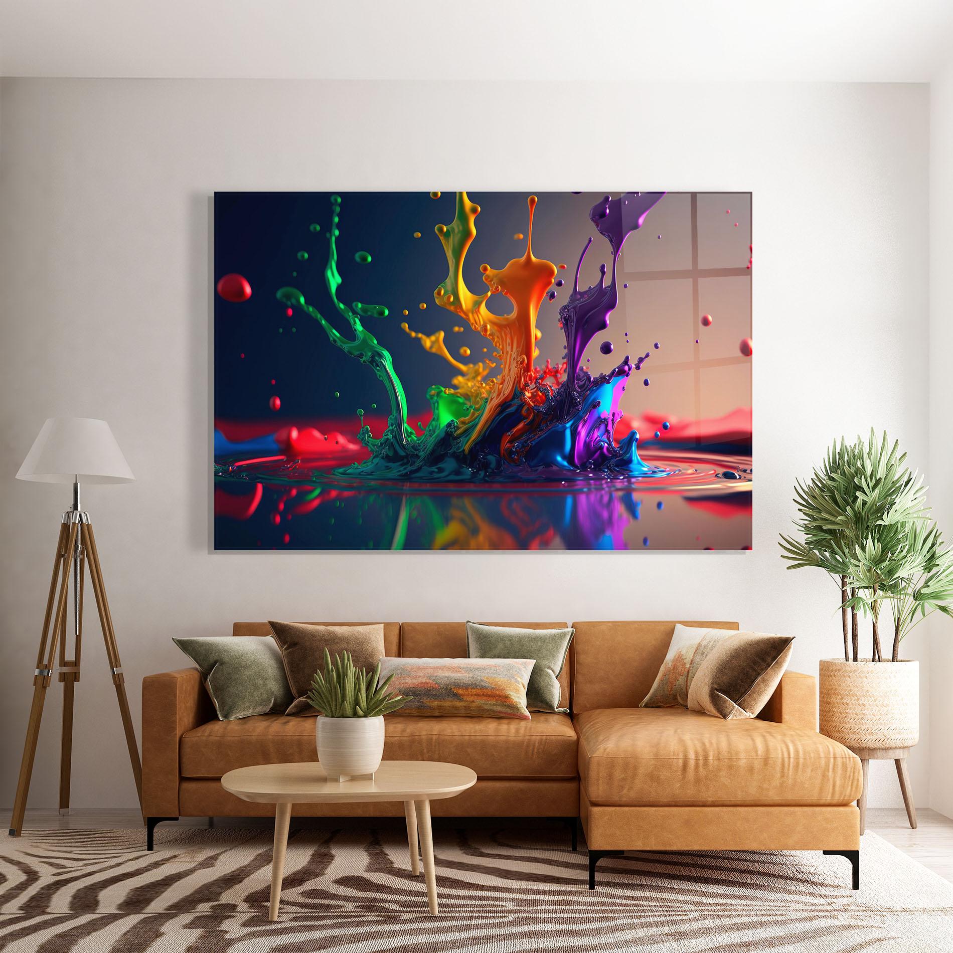 Tablou Sticla Green Color Splash mockup 7