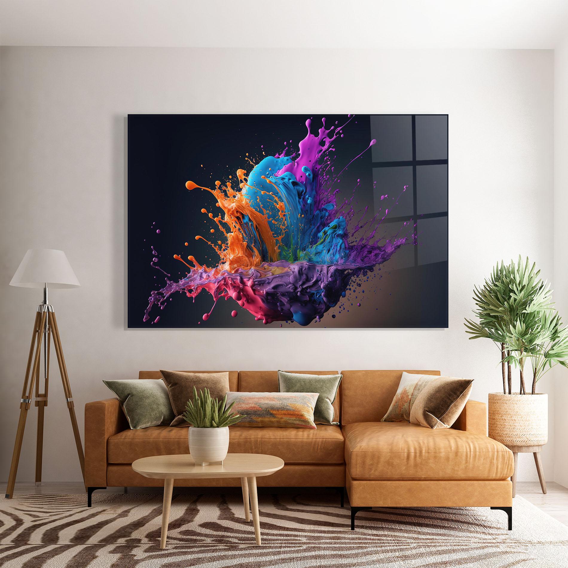 Tablou Sticla Orange Paint Splash mockup 7