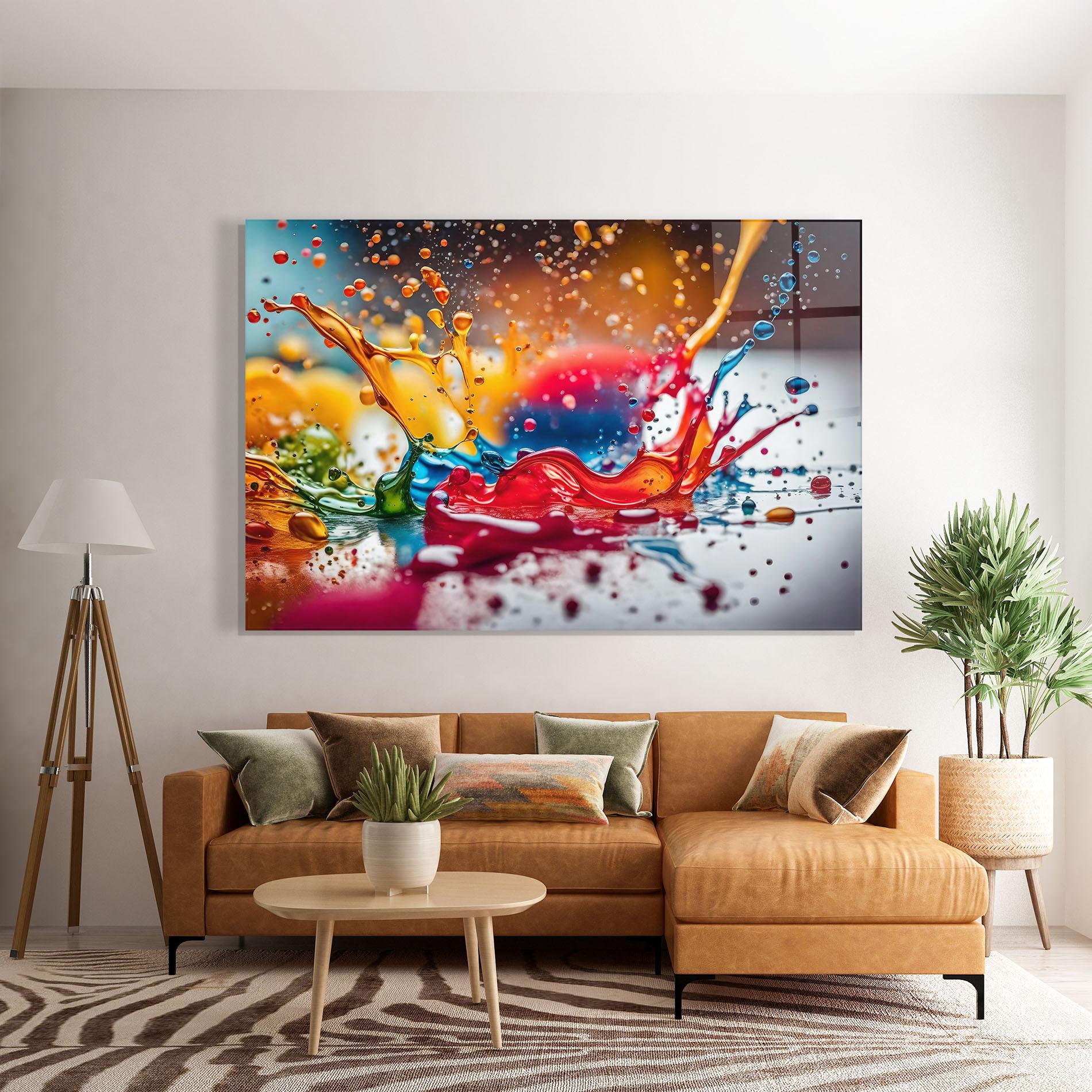 Tablou Sticla Water Color Splash mockup 7