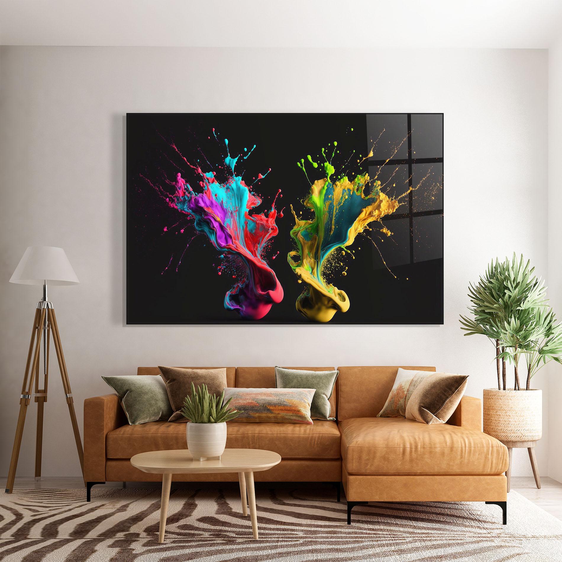 Tablou Sticla Yellow Green Splash mockup 7