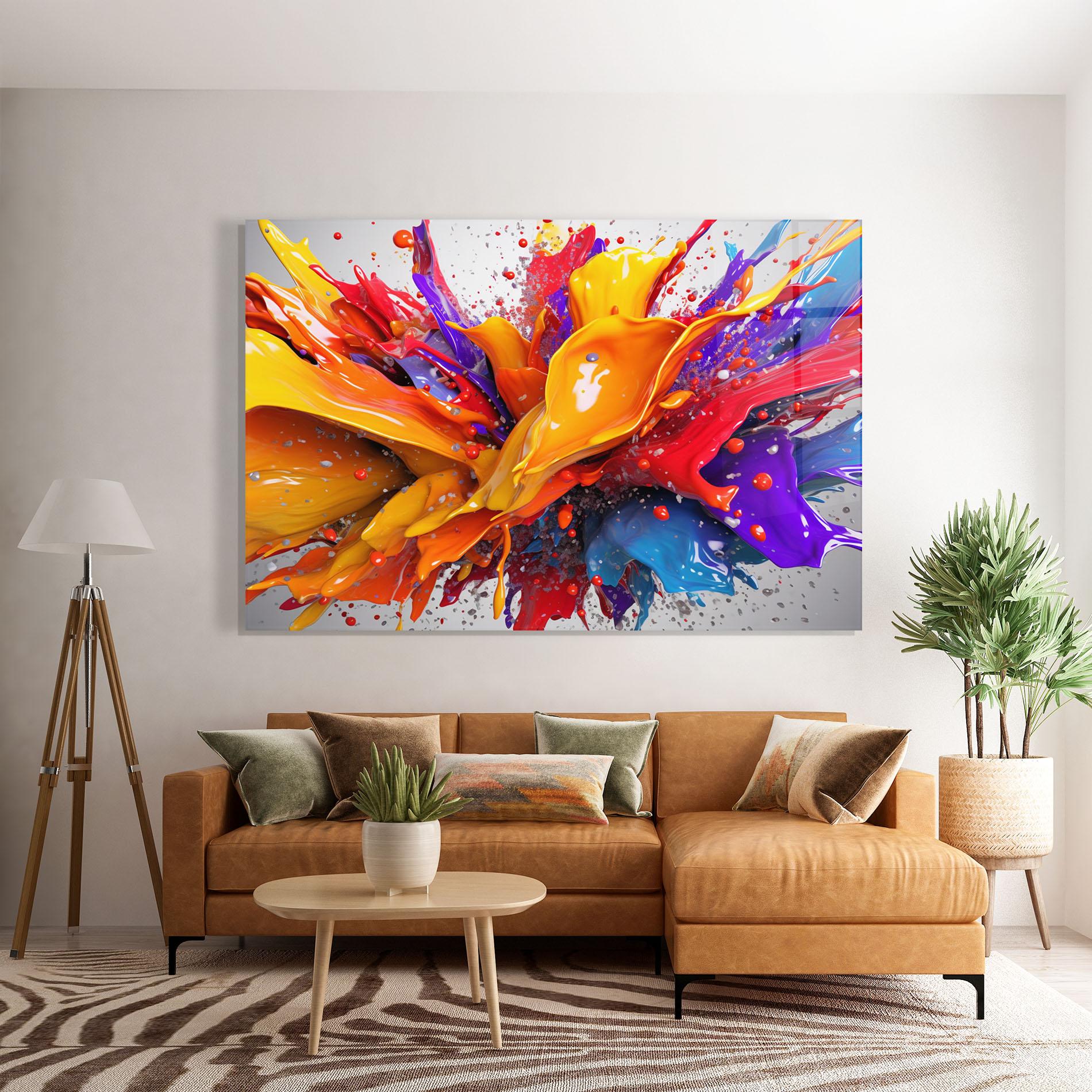 Tablou Sticla Yellow Red Splash mockup 7