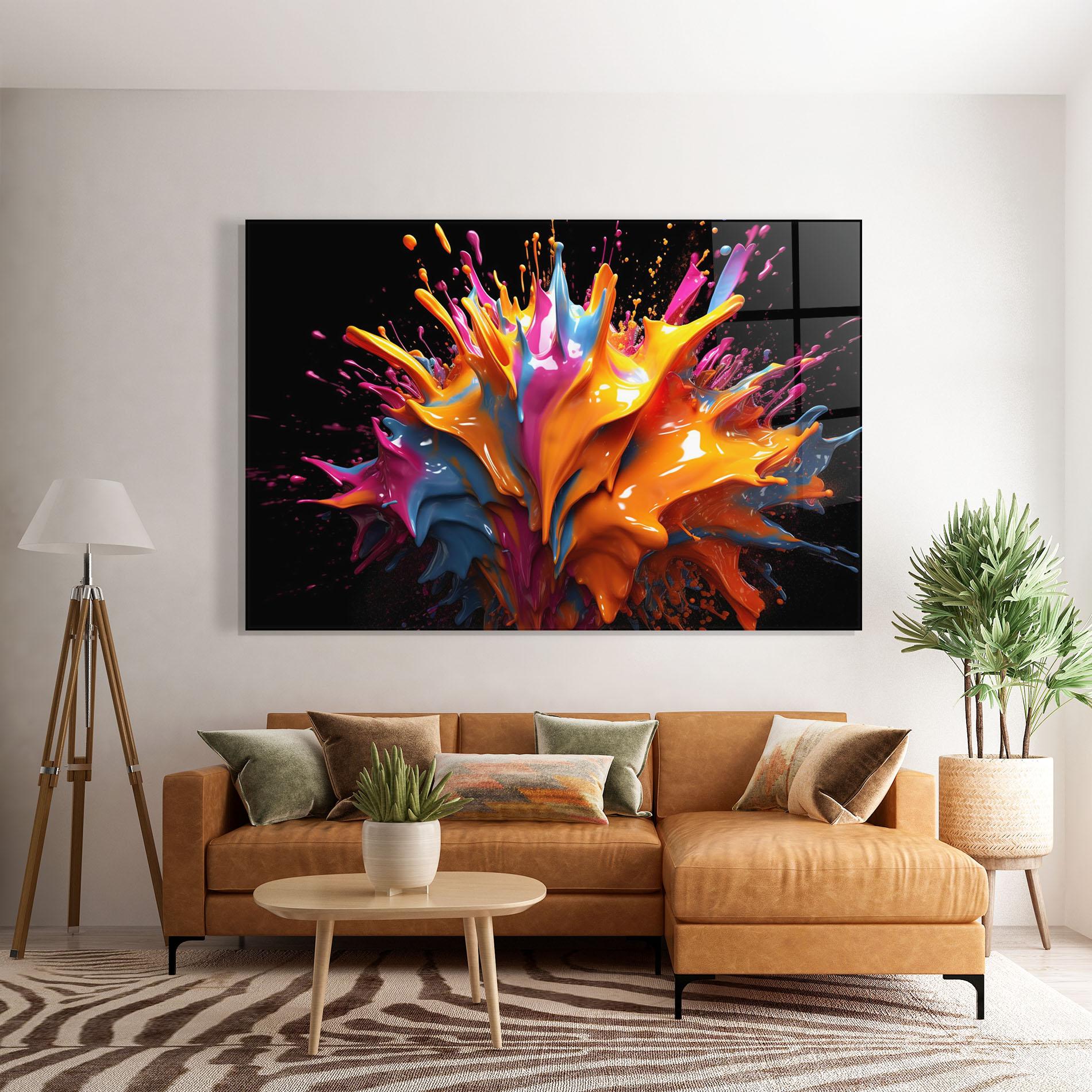 Tablou Sticla Yellow Splash mockup 7