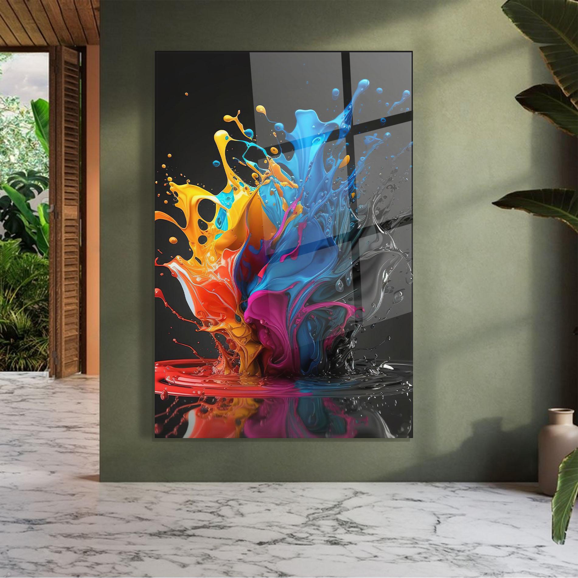 Tablou Sticla Black Blue Splash mockup 7