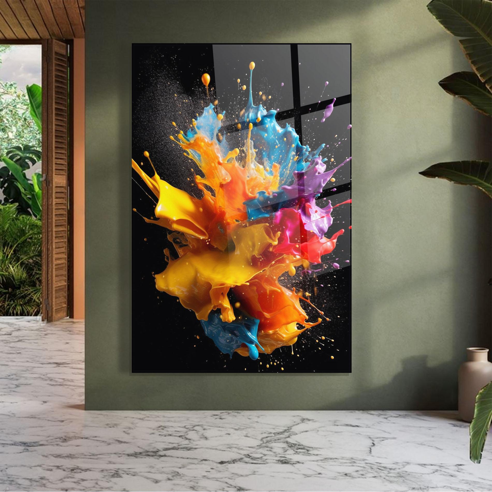 Tablou Sticla Colors Splashing mockup 7