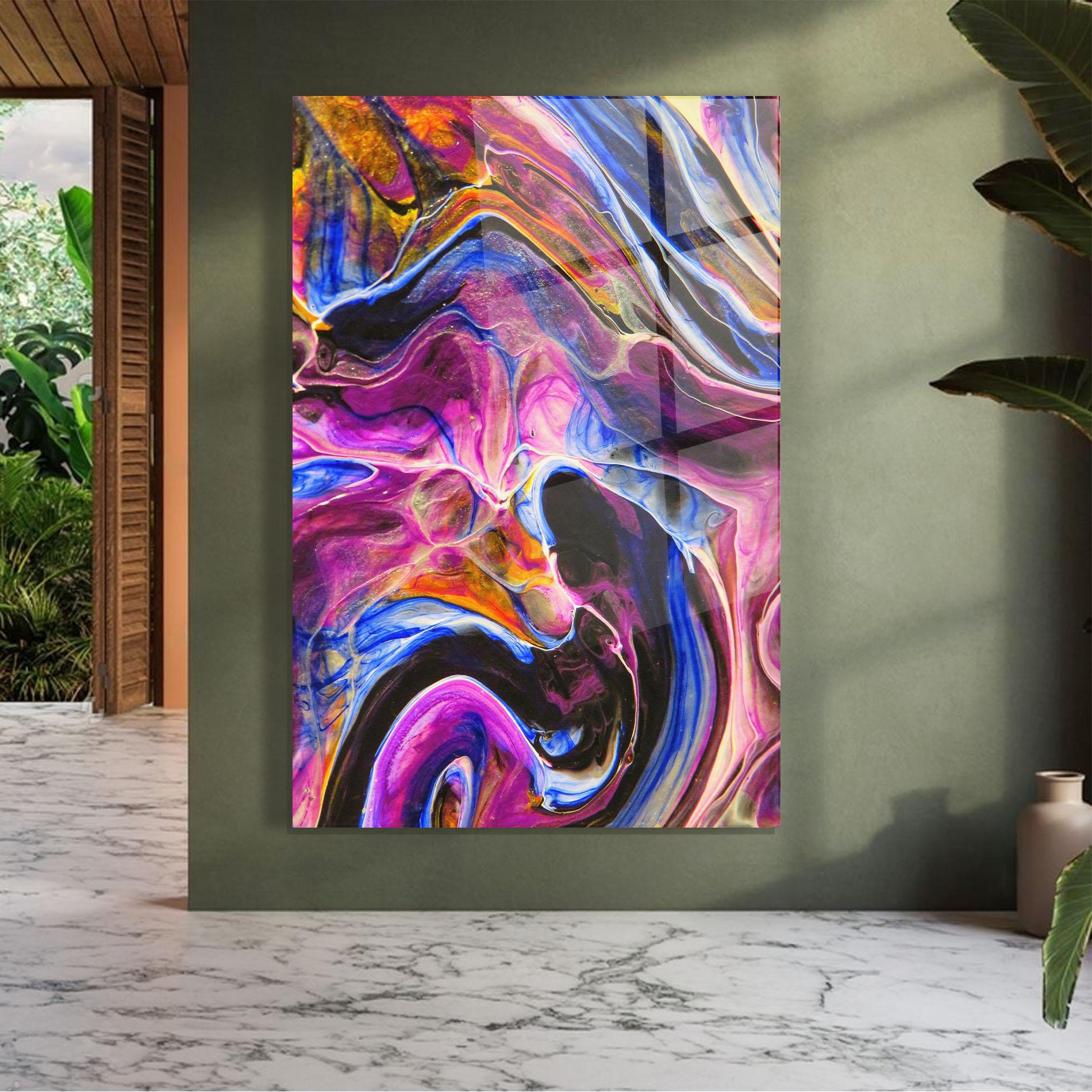 Tablou Sticla Colourful Abstract Shades mockup 7