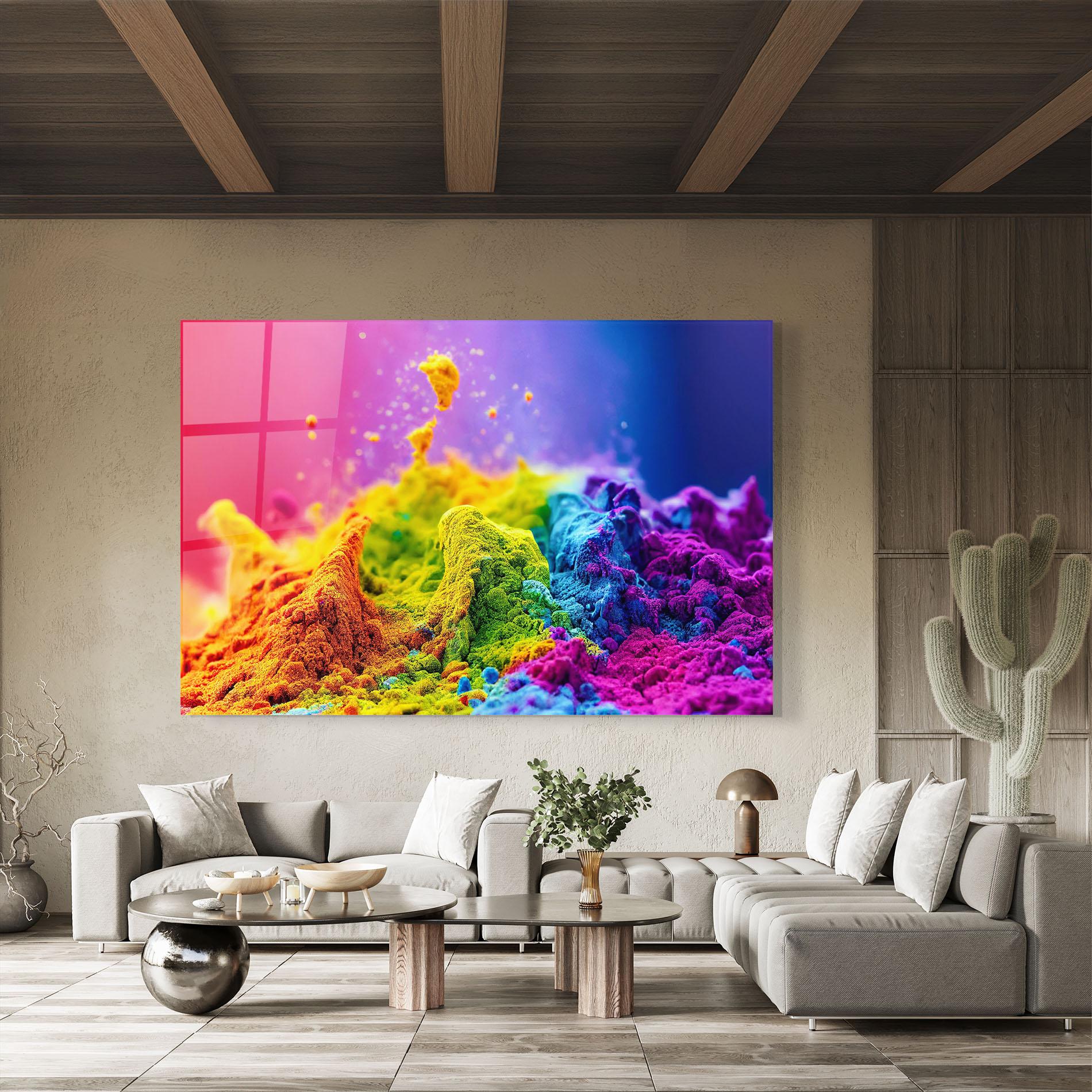 Tablou Sticla Color Powder Explosion mockup 8