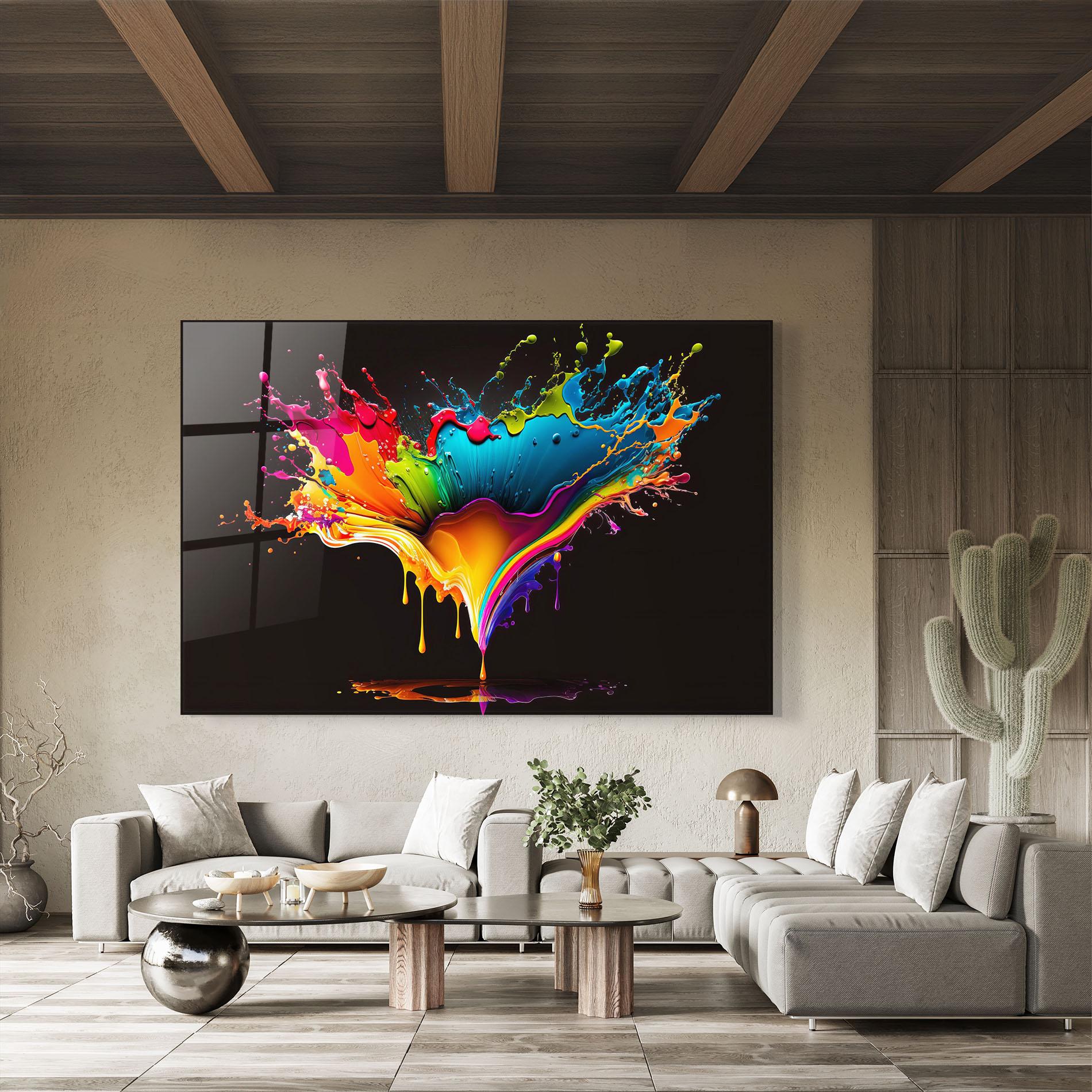 Tablou Sticla Colorful Rainbow Splash mockup 8