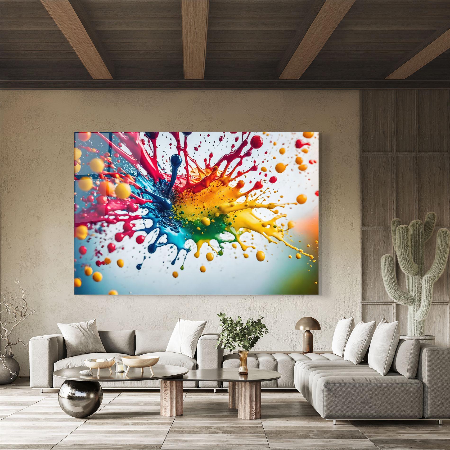 Tablou Sticla Colorful Splash Rainbow mockup 8