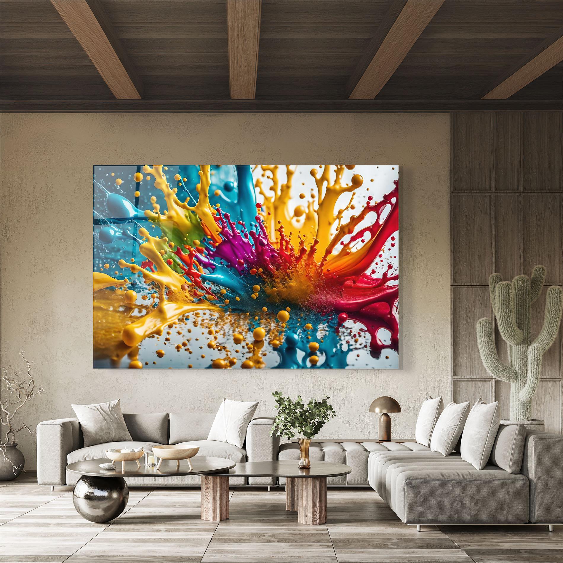 Tablou Sticla Colorful Water Splash mockup 8