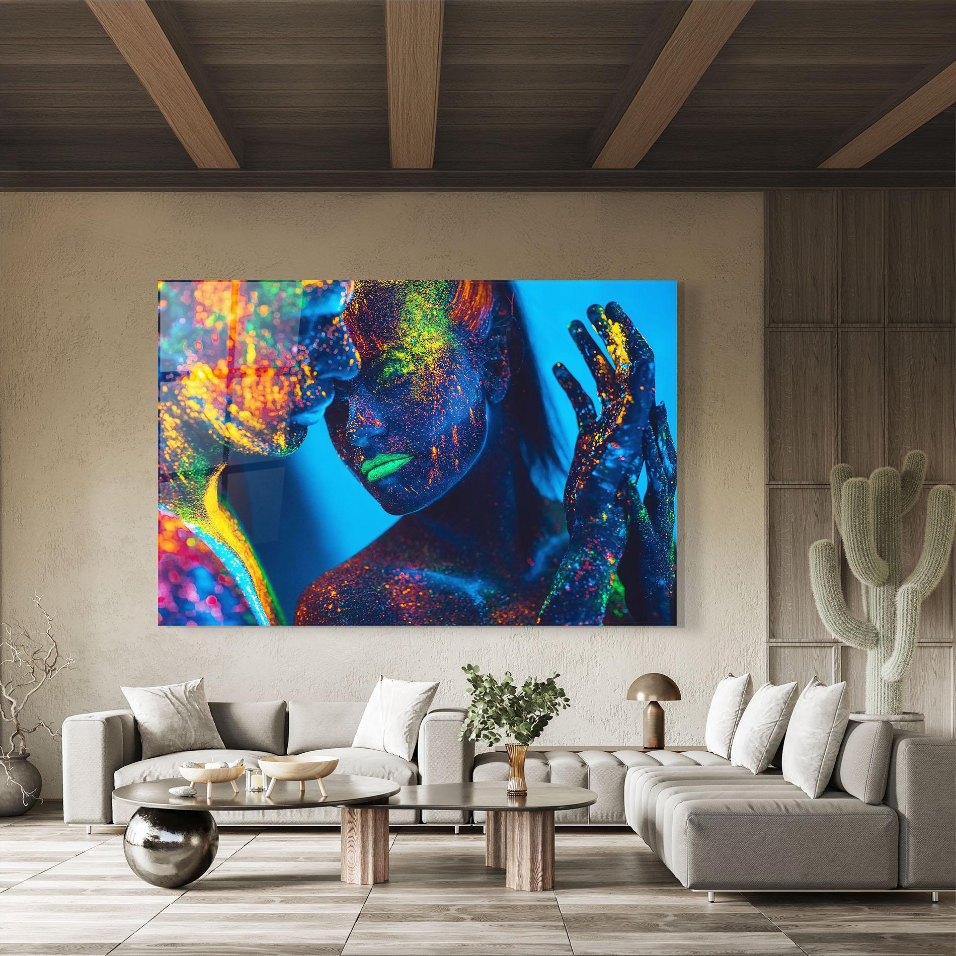 Tablou Sticla Fluorescent Couple mockup 8