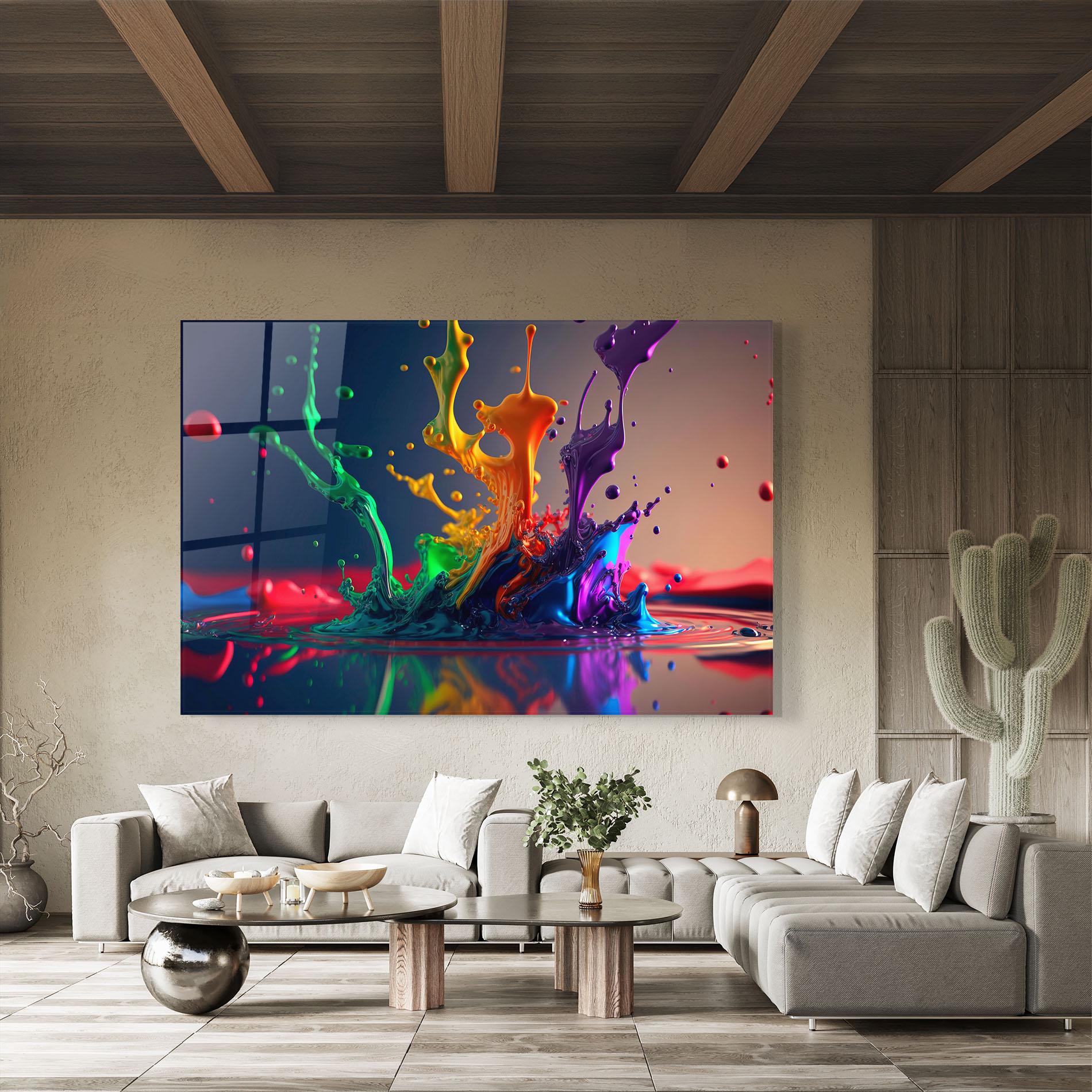 Tablou Sticla Green Color Splash mockup 8