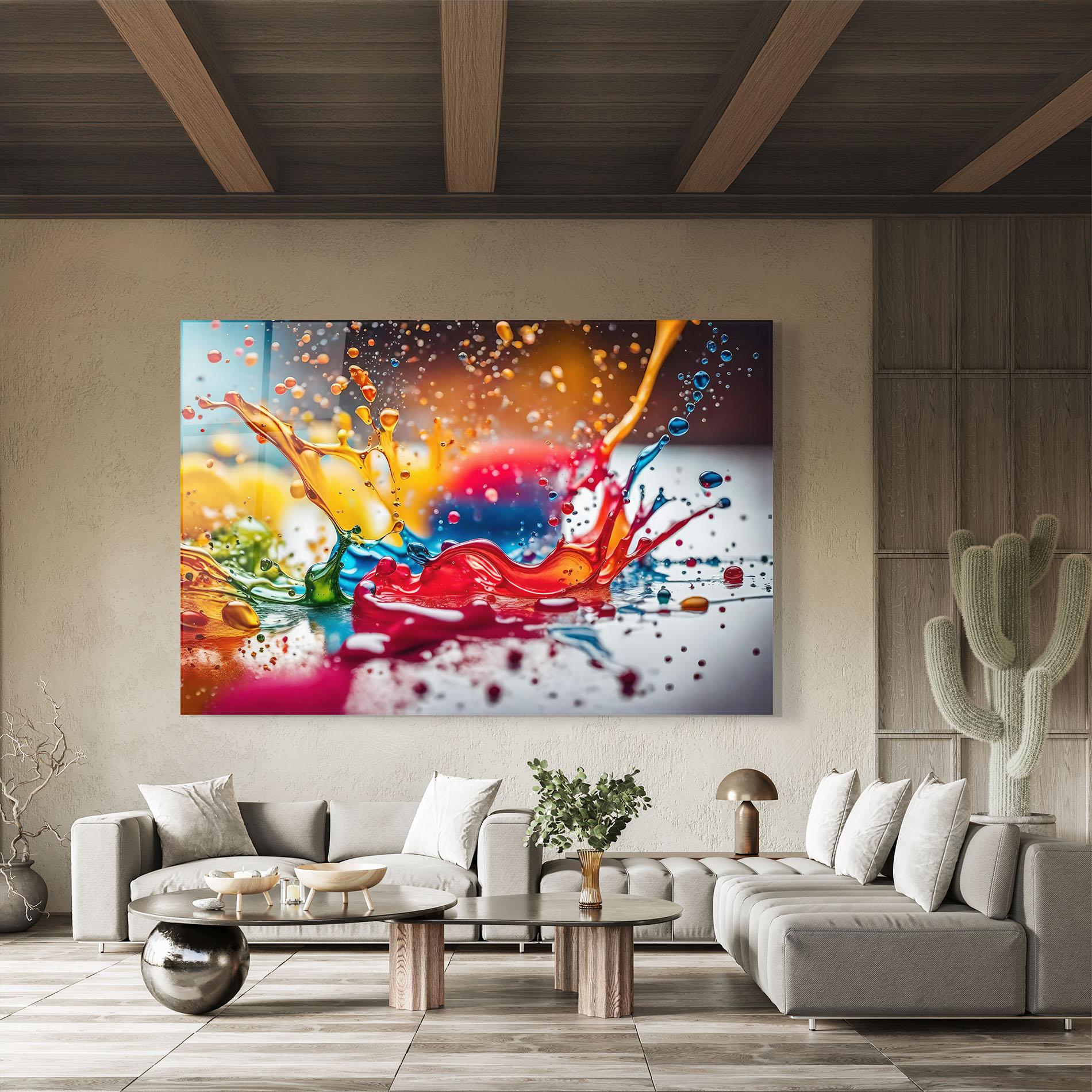 Tablou Sticla Water Color Splash mockup 8