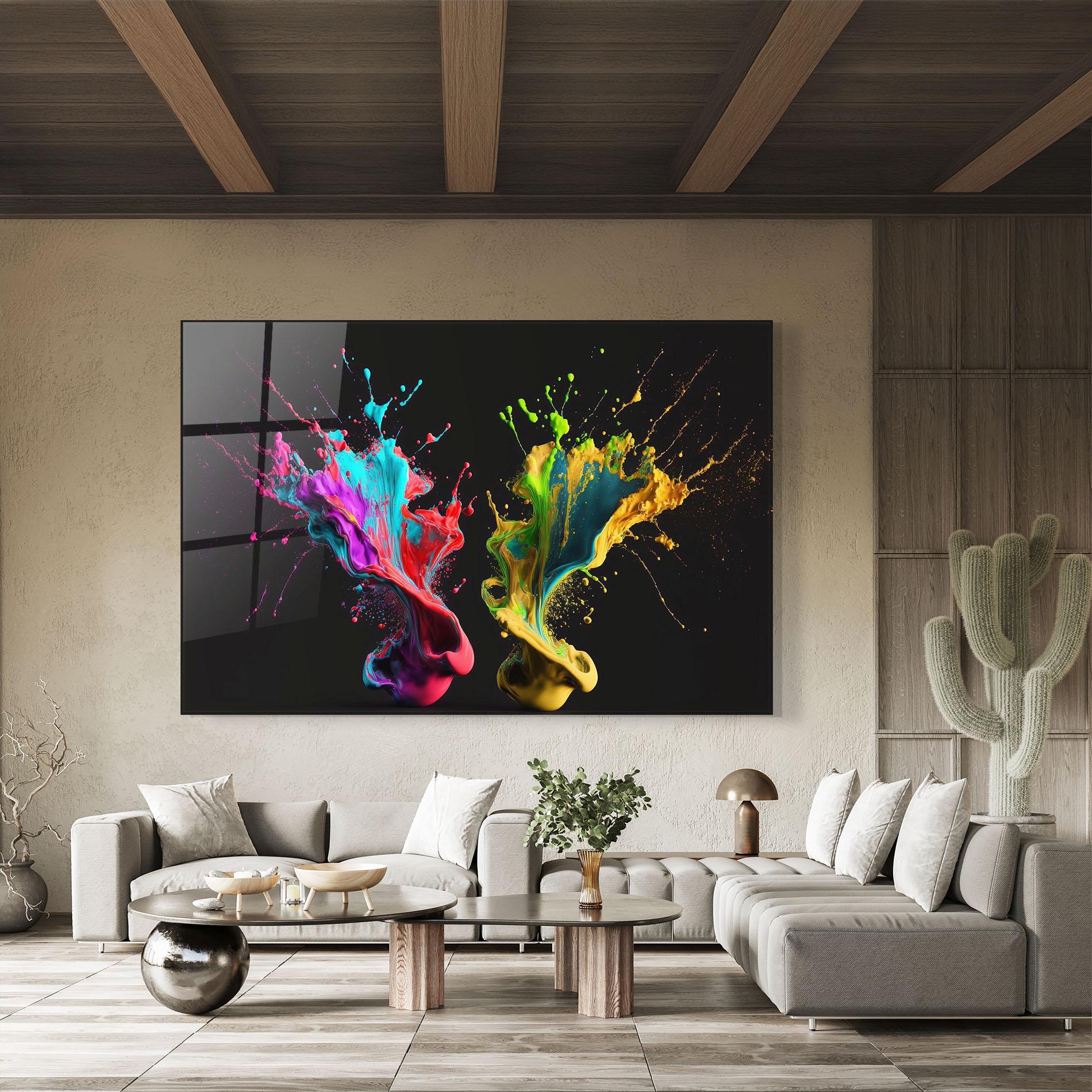 Tablou Sticla Yellow Green Splash mockup 8