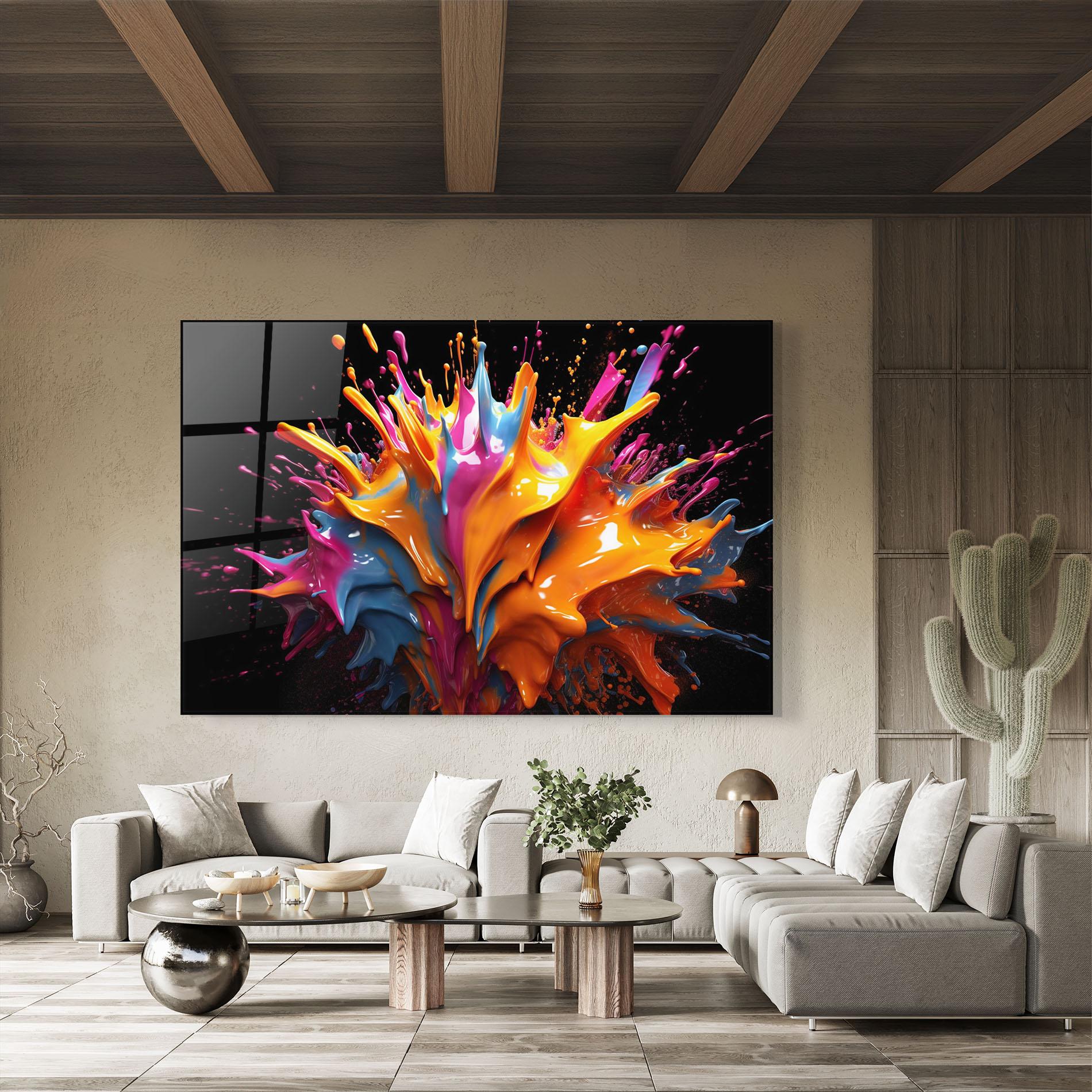 Tablou Sticla Yellow Splash mockup 8