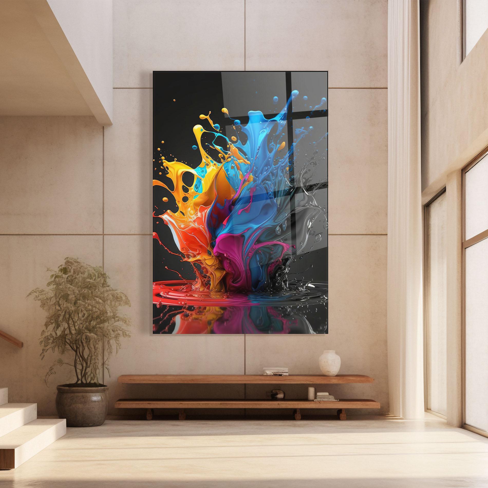 Tablou Sticla Black Blue Splash mockup 8