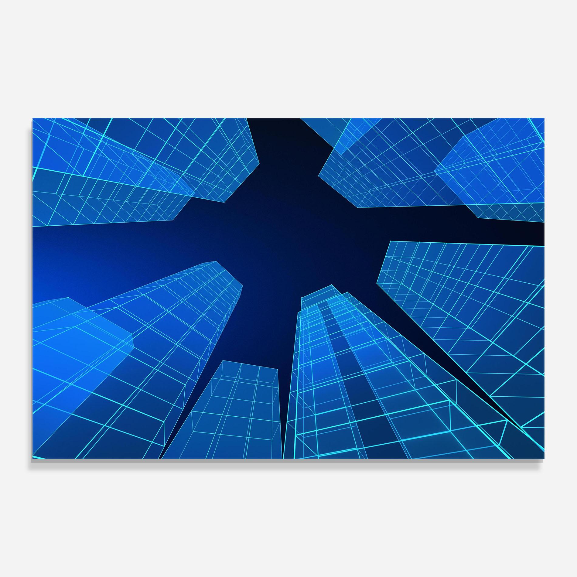 Tablou Sticla Blue Buildings mockup 0