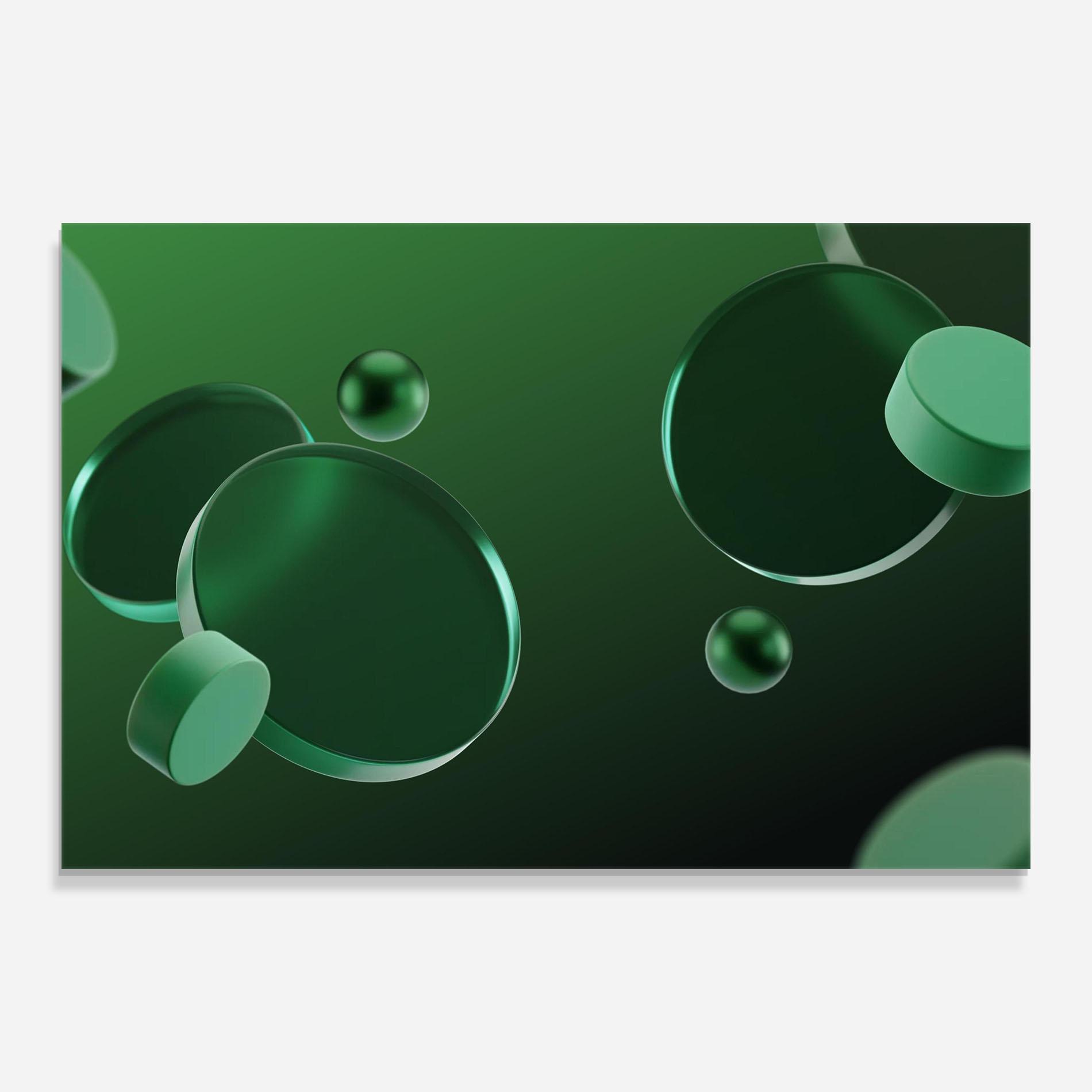 Tablou Sticla Green Circle Floating mockup 0