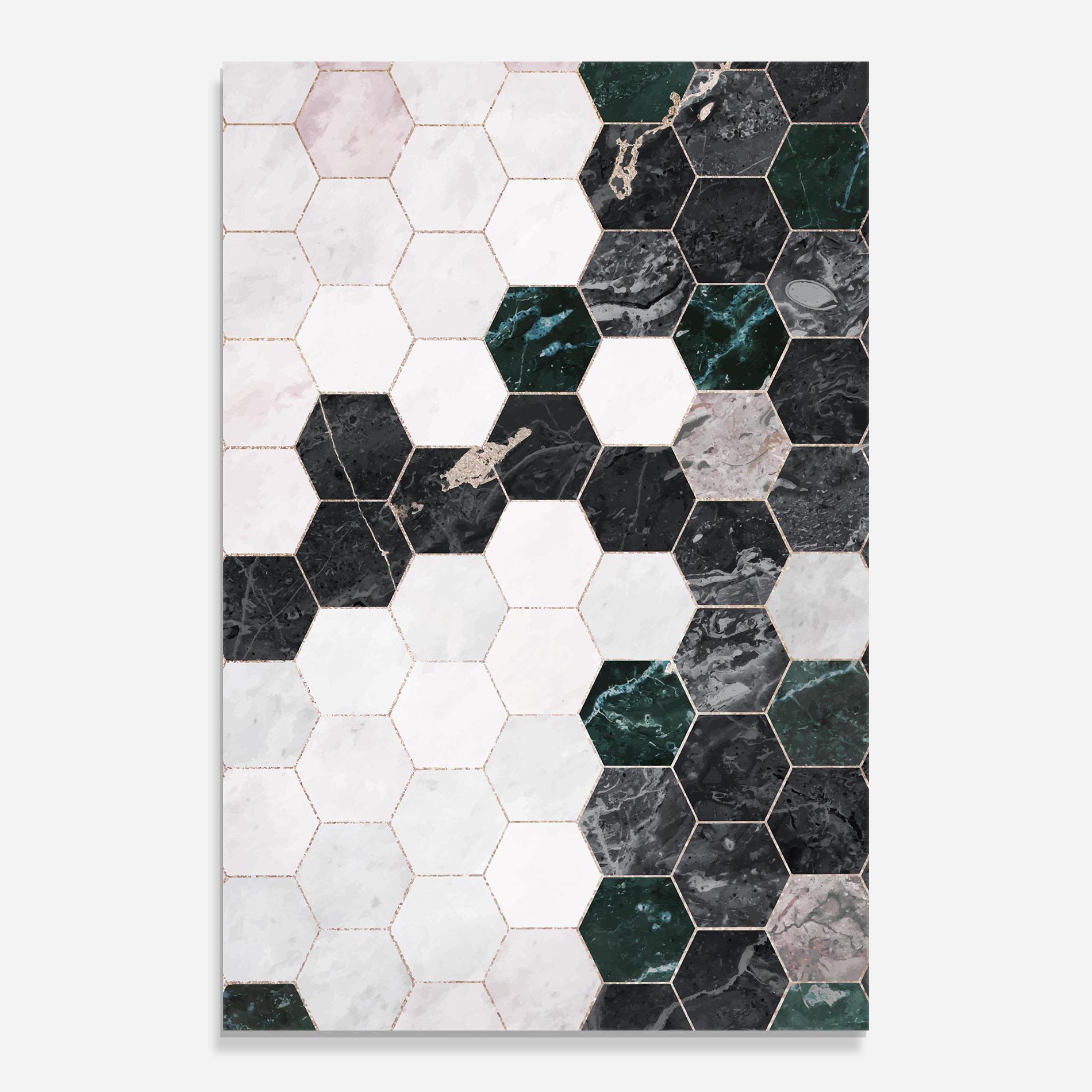 Tablou Sticla Green Hexagon mockup 0