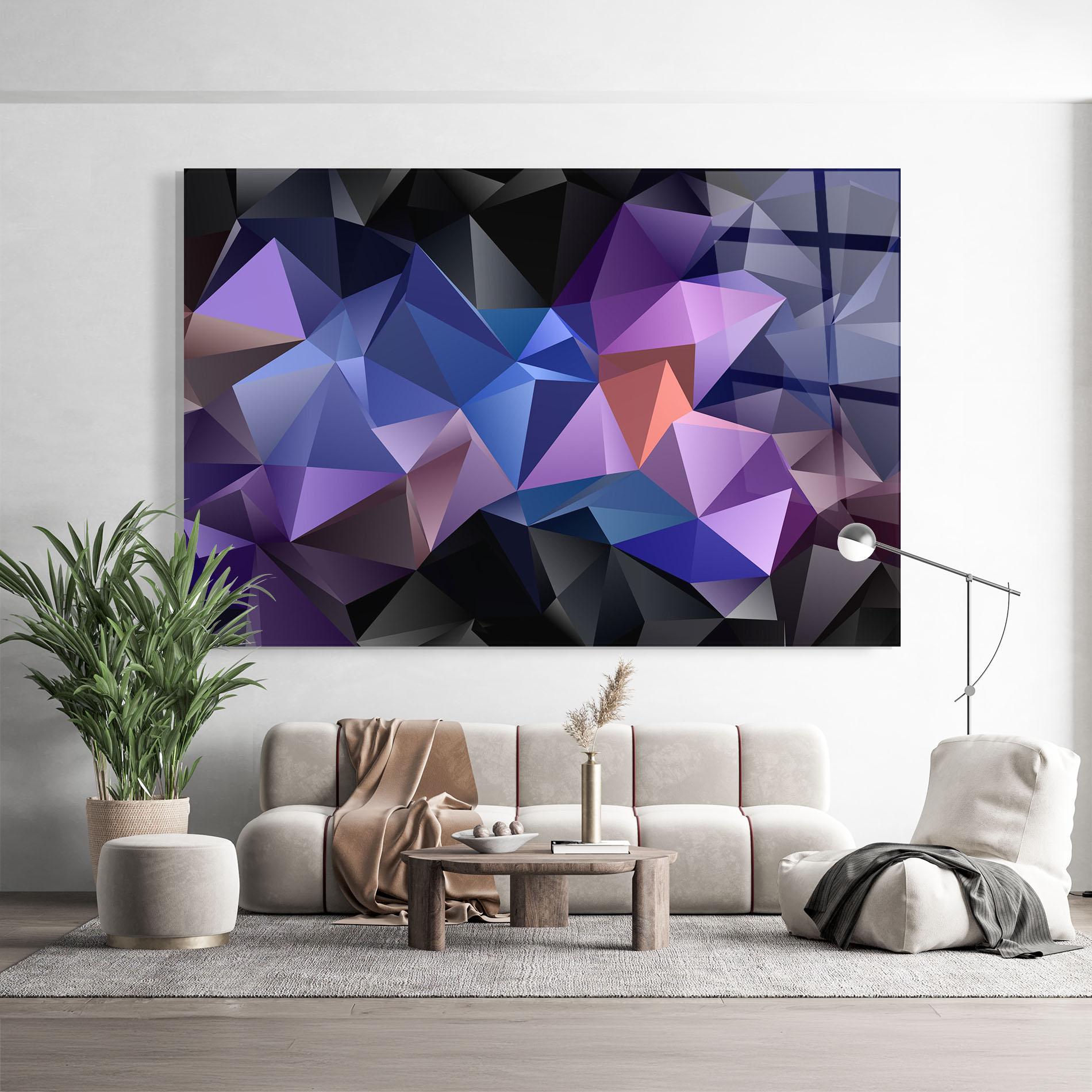 Tablou Sticla Black Purple Triangle mockup 9