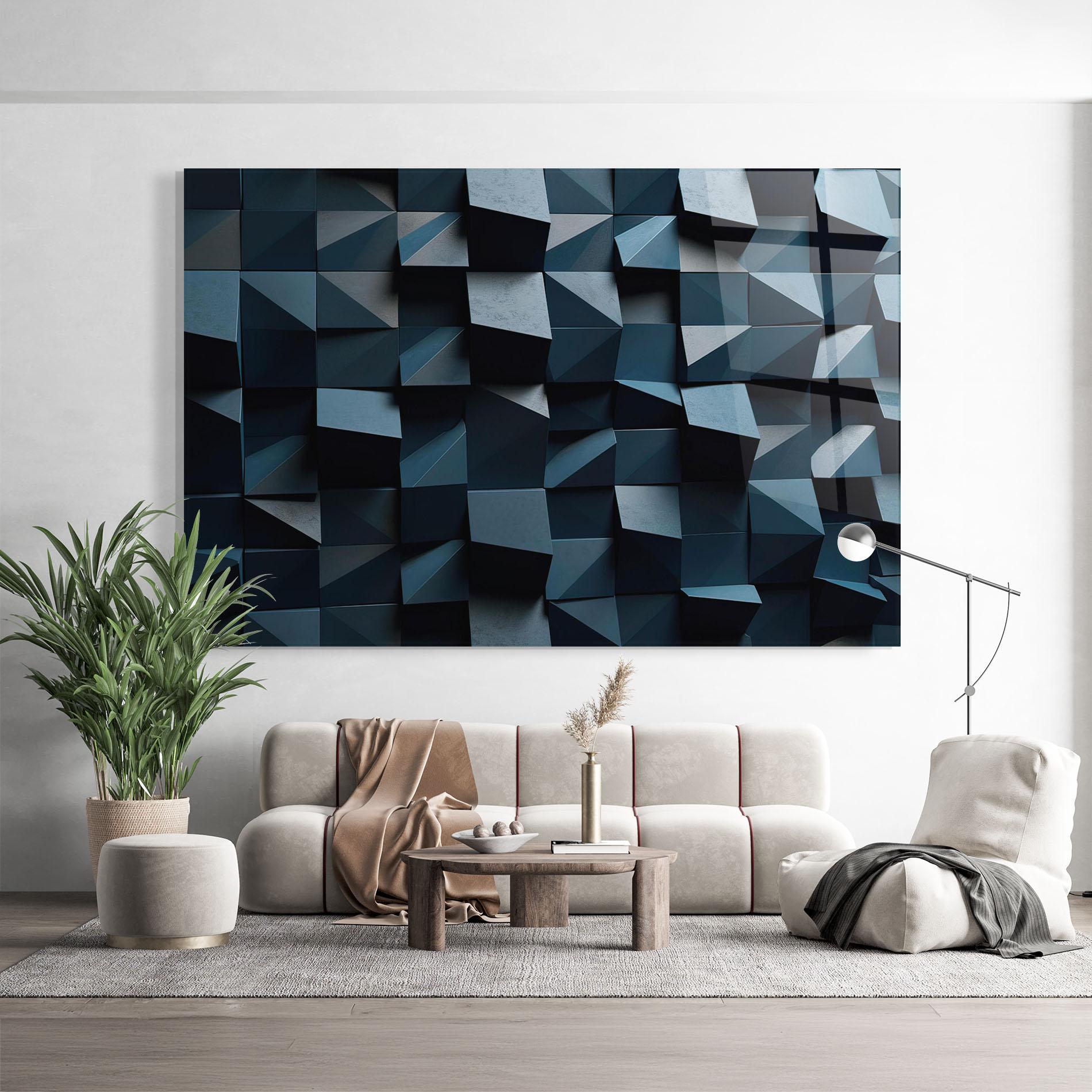 Tablou Sticla Dark Blue Square mockup 9