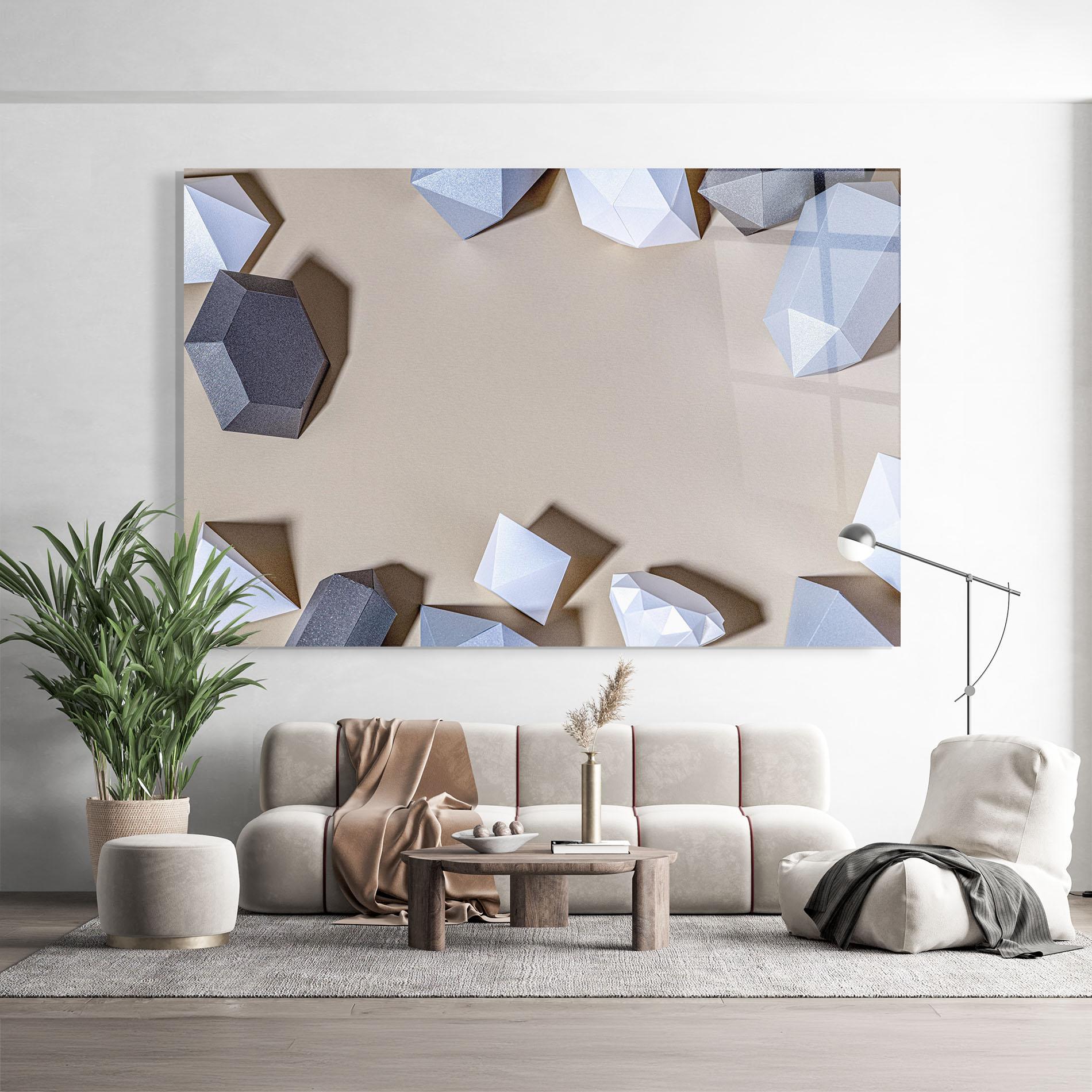 Tablou Sticla Geometric 3d Shapes mockup 9