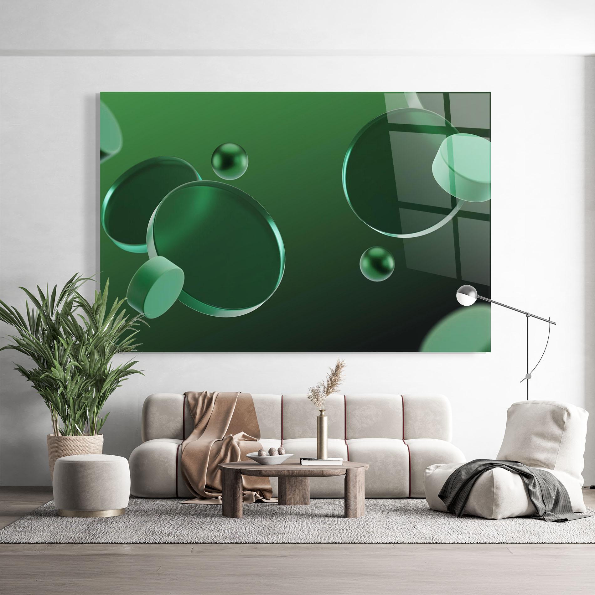 Tablou Sticla Green Circle Floating mockup 9