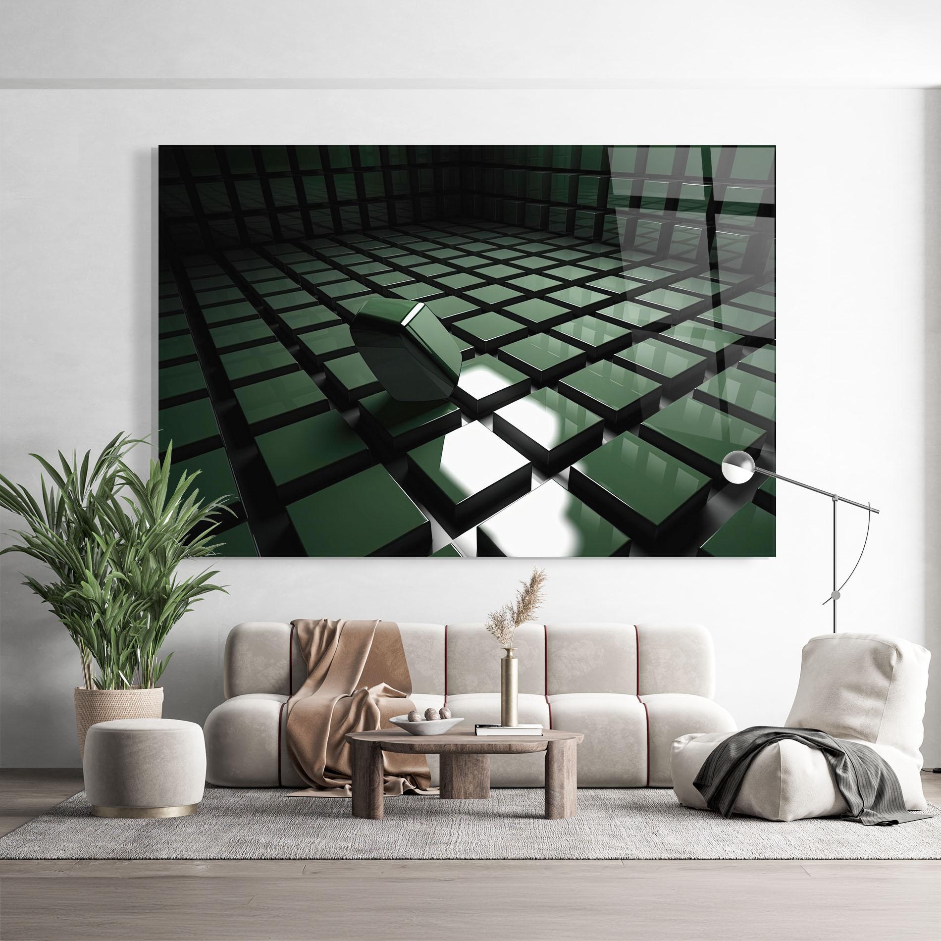 Tablou Sticla Green Shape Floating mockup 9